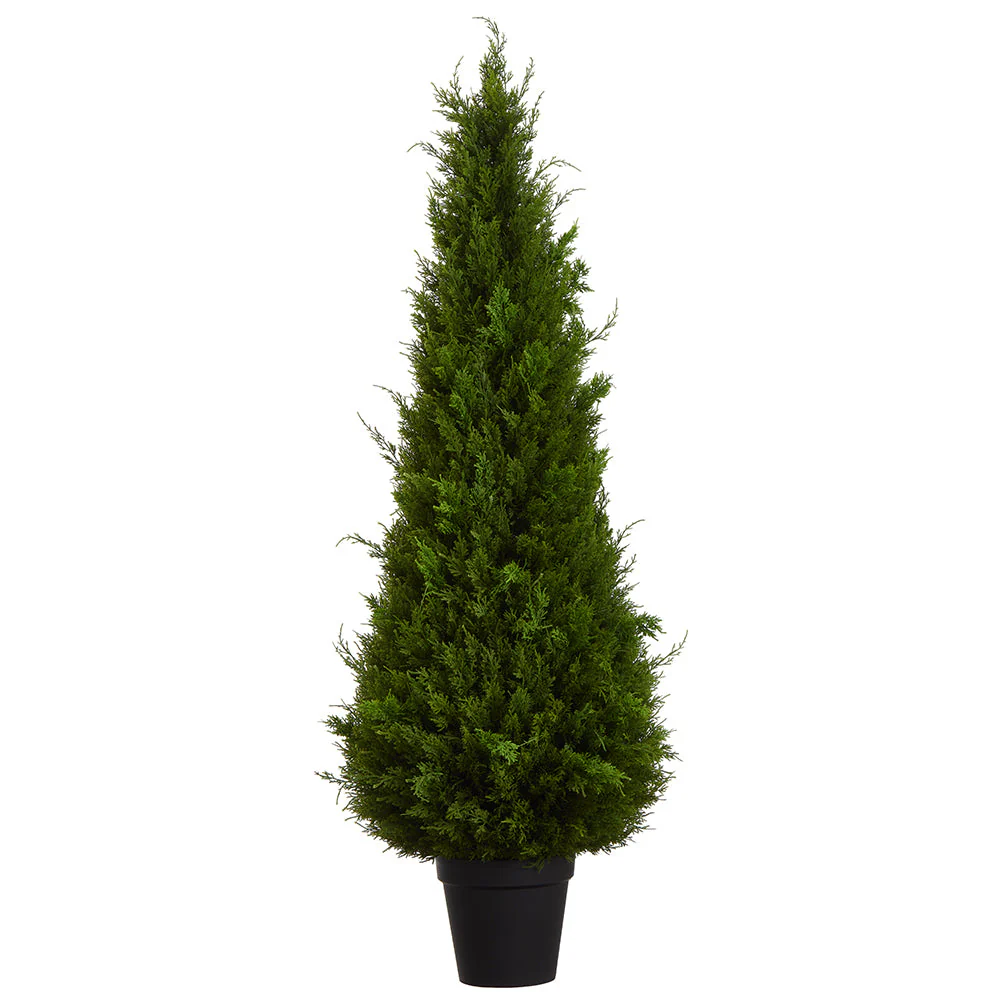 5'3" Juniper Teardrop-Shaped Artificial Topiary Tree w/Pot -Green