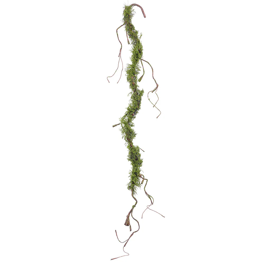 53" Moss Covered Artificial Twig Vine Stem -Green (Pack of 12)