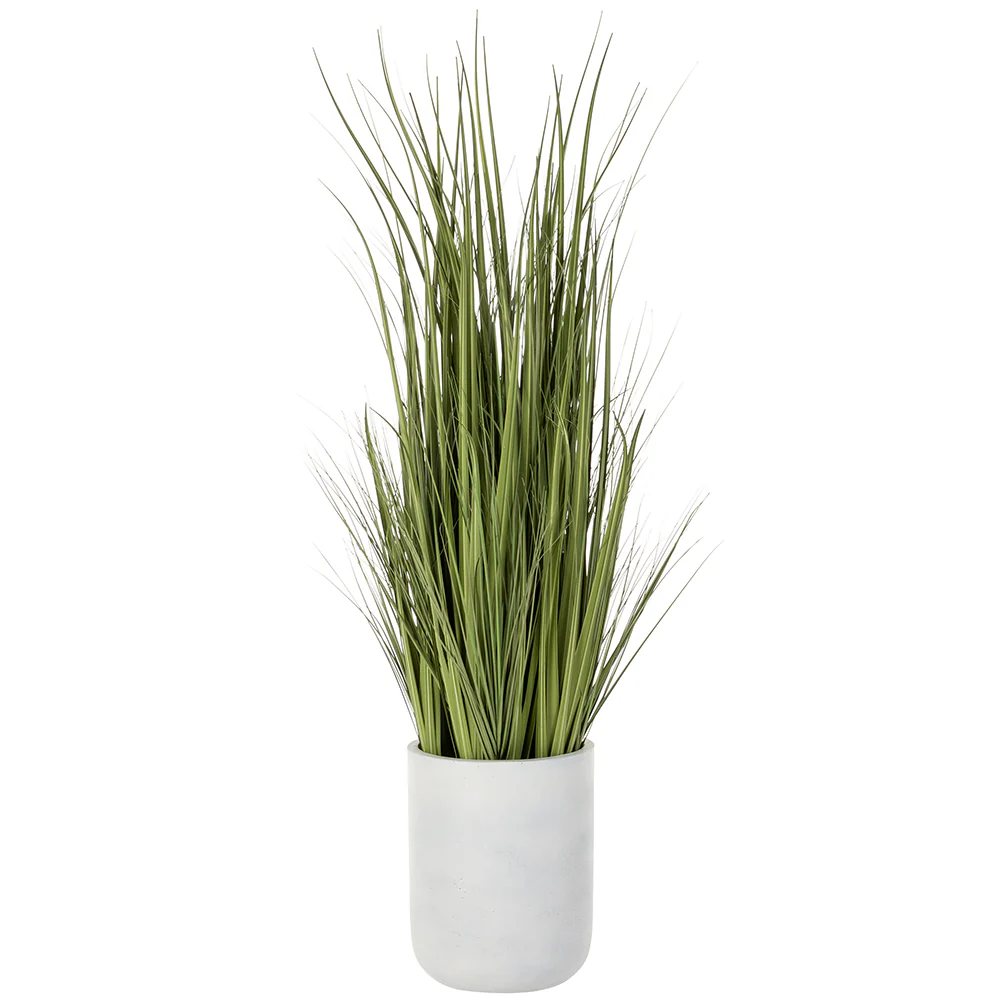 5'4"Hx15"W Wild Grass Artificial Plant w/White Cement Planter -Light Green