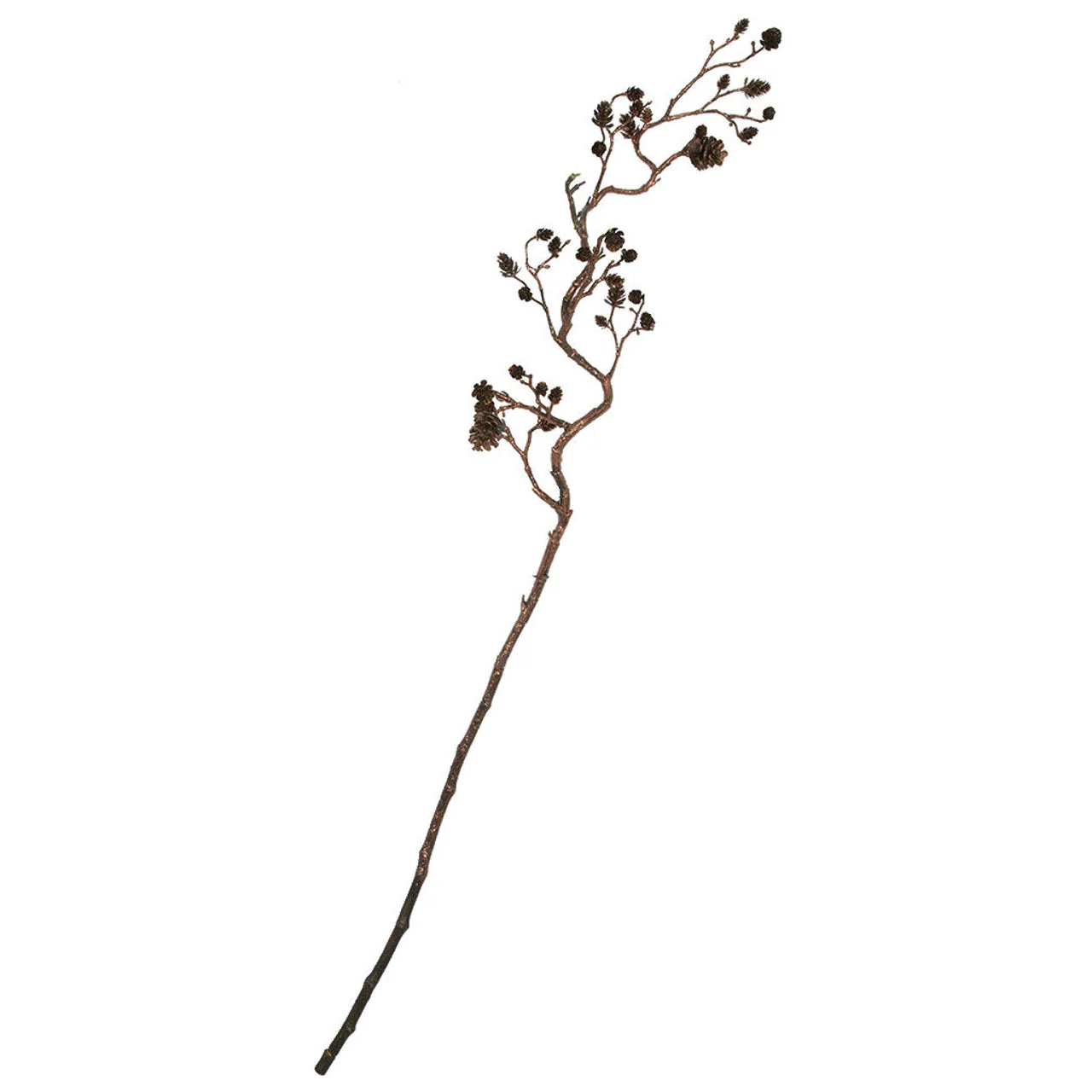 55" Glittered Artificial Pinecone Twig Stem -Brown (Pack of 6)