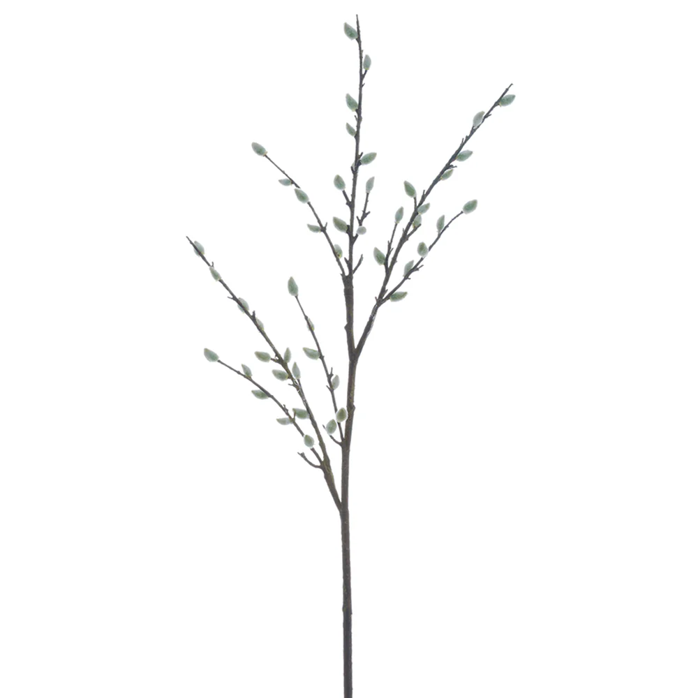 55" Silk Pussy Willow Blossom Flower Spray -Beige/Gray (Pack of 12)