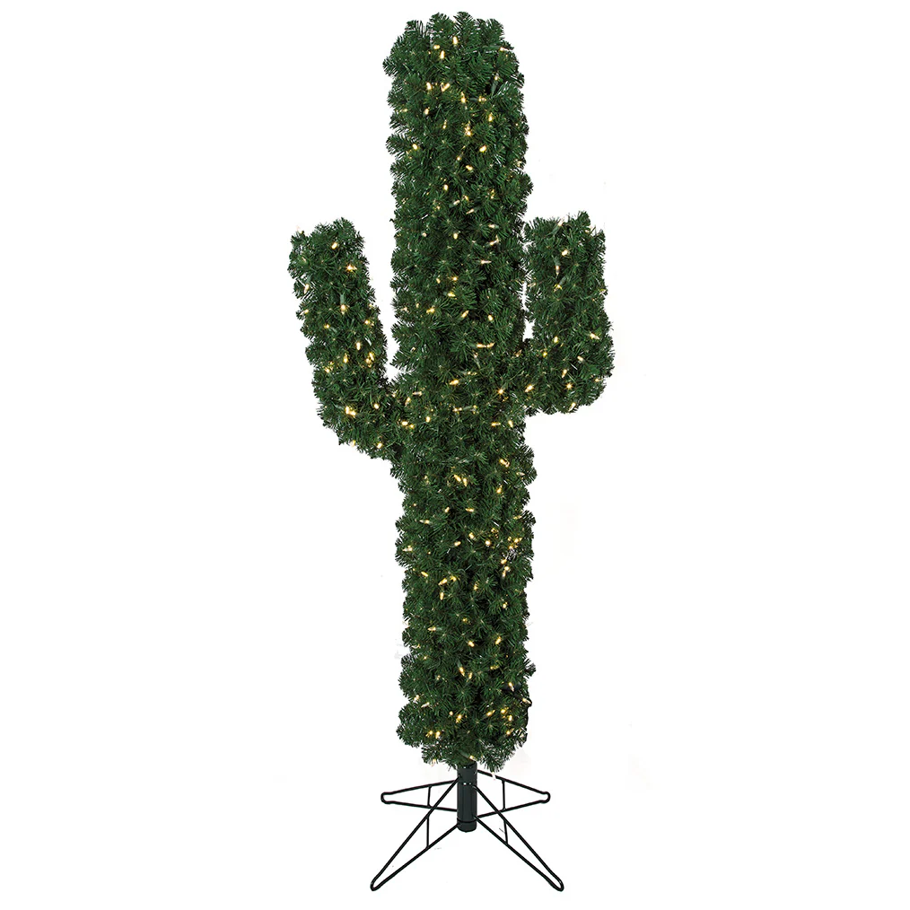 5'6" Cactus Artificial Christmas Tree, LED Pre-Lit -Green