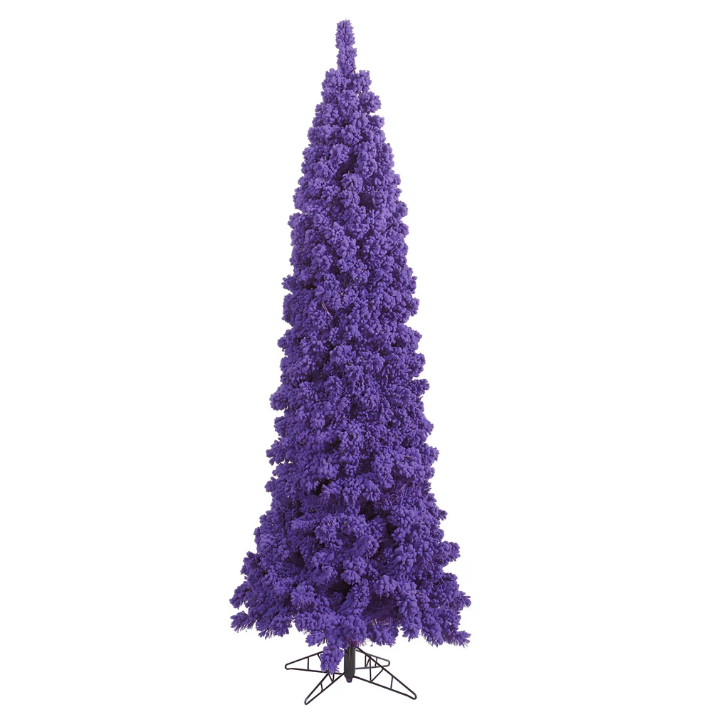 5'6"Hx22"W Flocked Pencil Fir Artificial Christmas Tree, Unlit -Purple