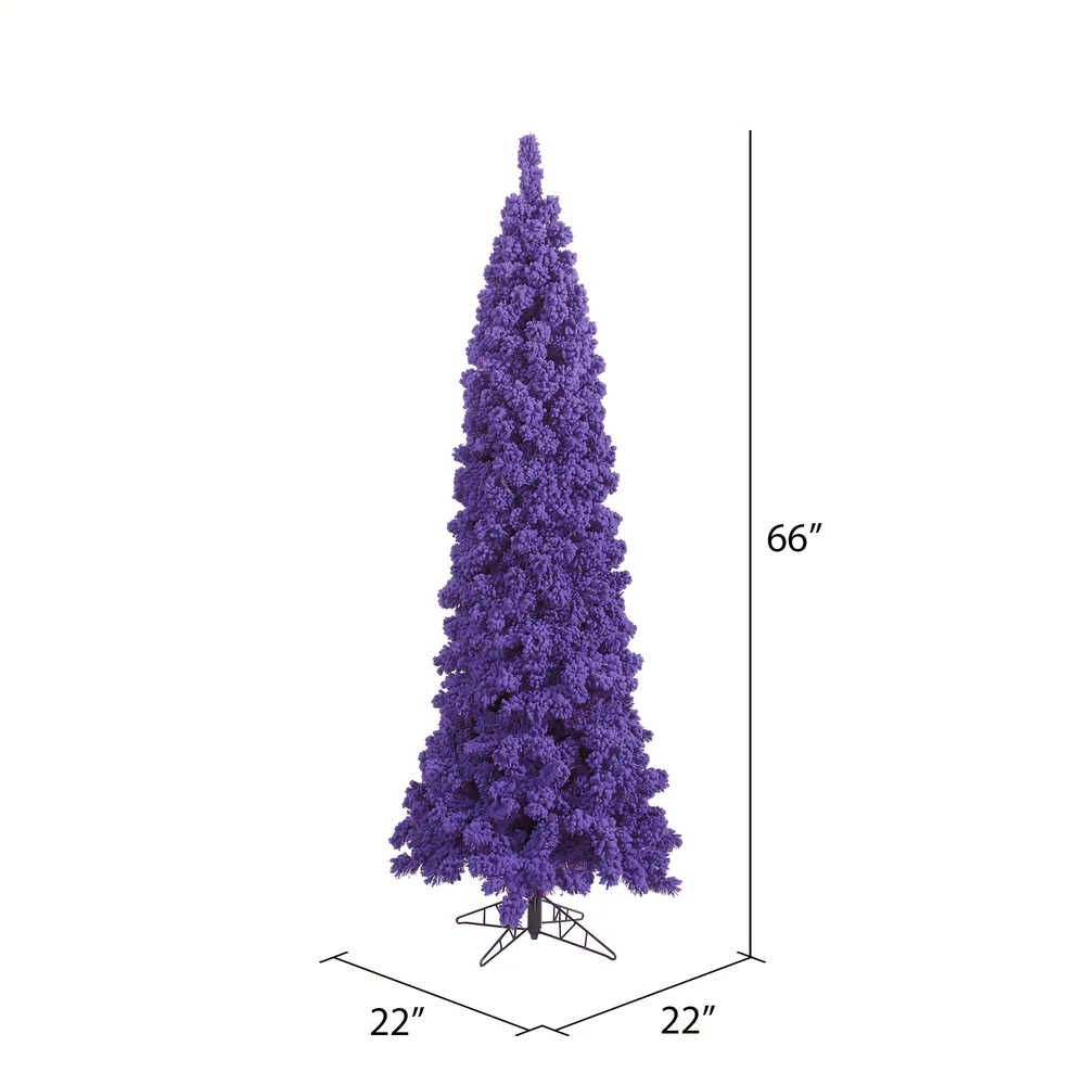 5'6"Hx22"W Flocked Pencil Fir Artificial Christmas Tree, Unlit -Purple - Image 2