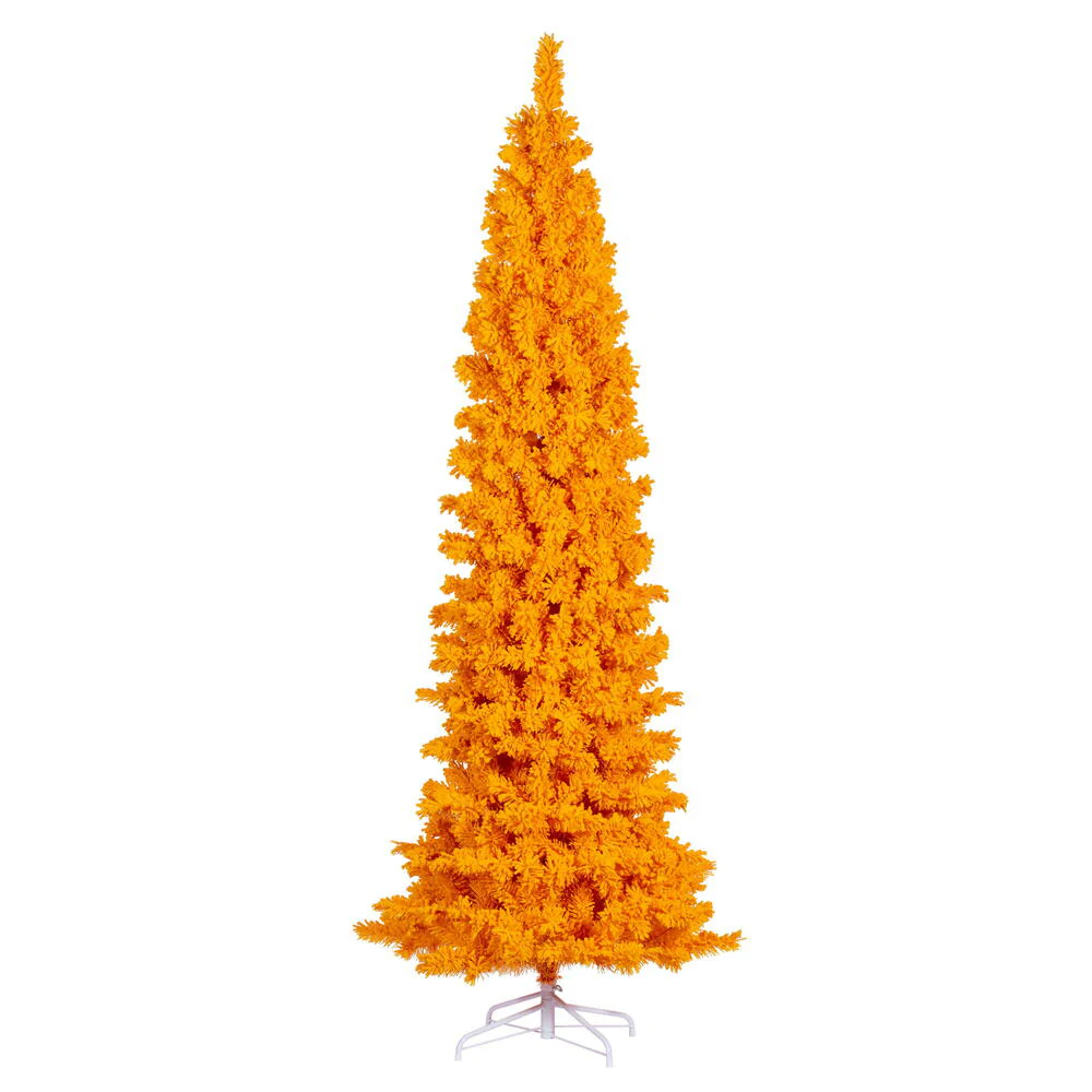 5'6"Hx22"W Flocked Pencil Fir Artificial Christmas Tree, Unlit -Yellow