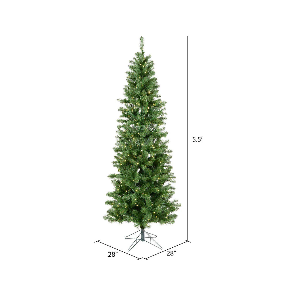 5'6"Hx28"W Slim Salem Pine Artificial Christmas Tree, LED Pre-Lit -Green - Image 3