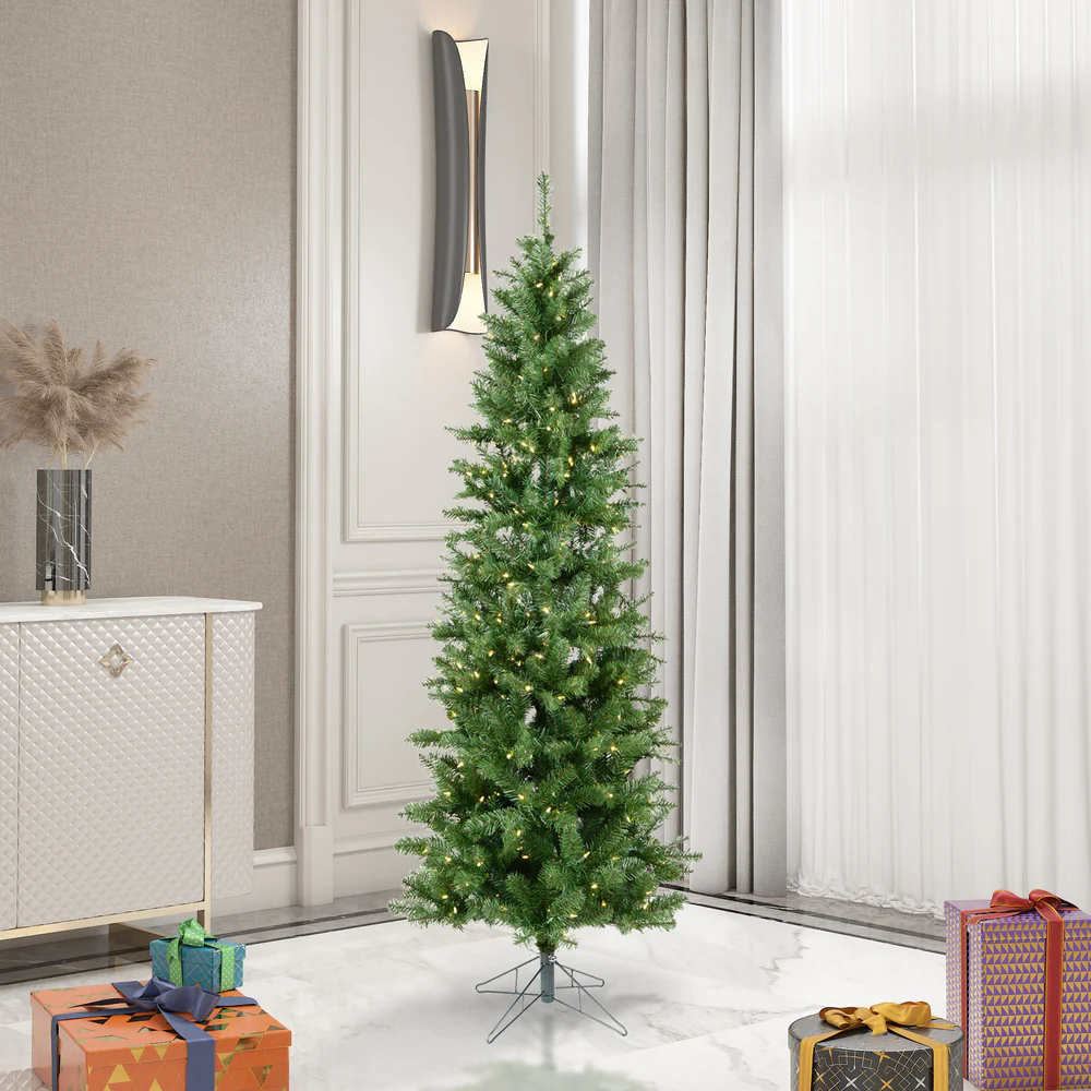 5'6"Hx28"W Slim Salem Pine Artificial Christmas Tree, Micro LED Pre-Lit (Multi-Mode) -Green - Image 8