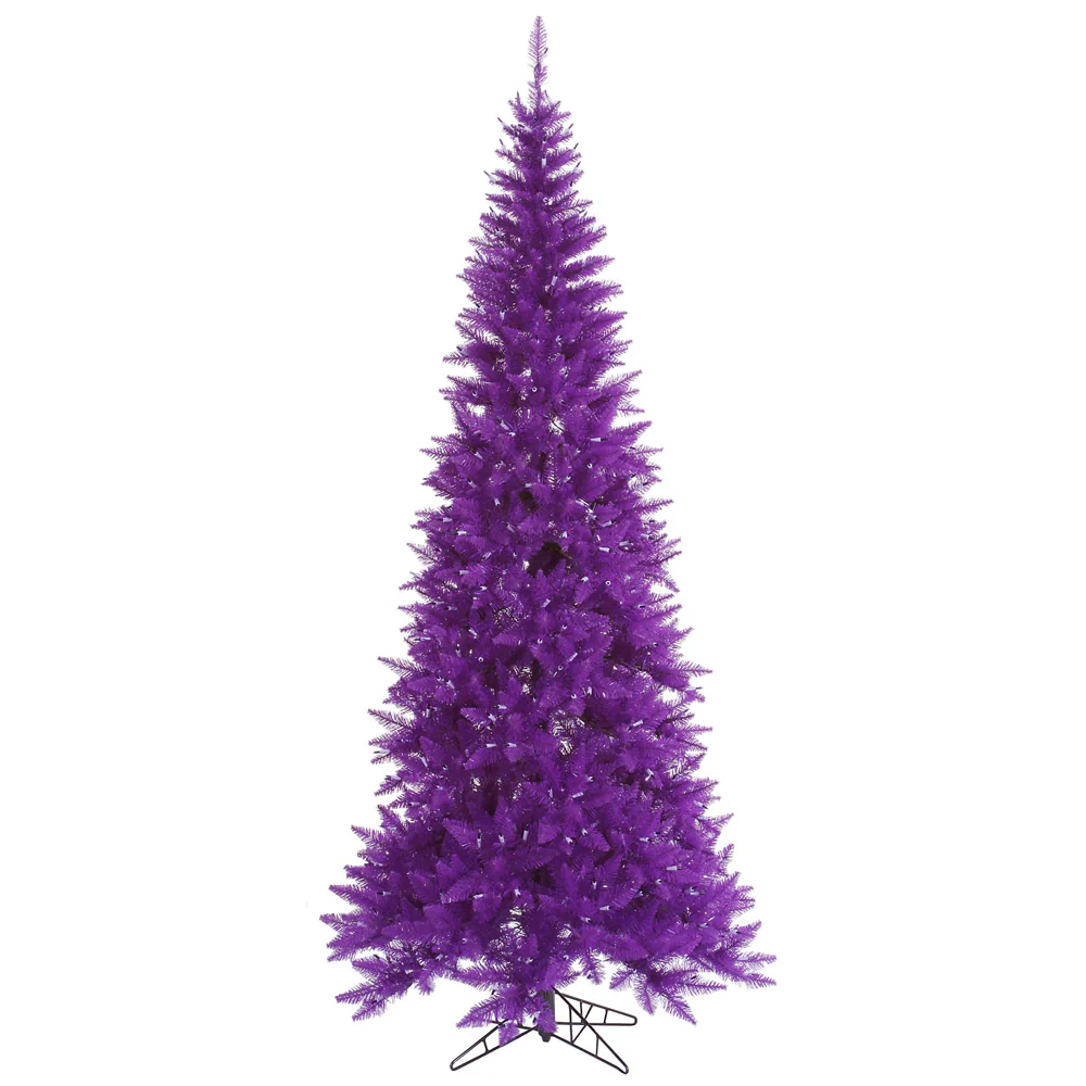 5'6"Hx30"W Slim Fir Artificial Christmas Tree, Unlit -Purple