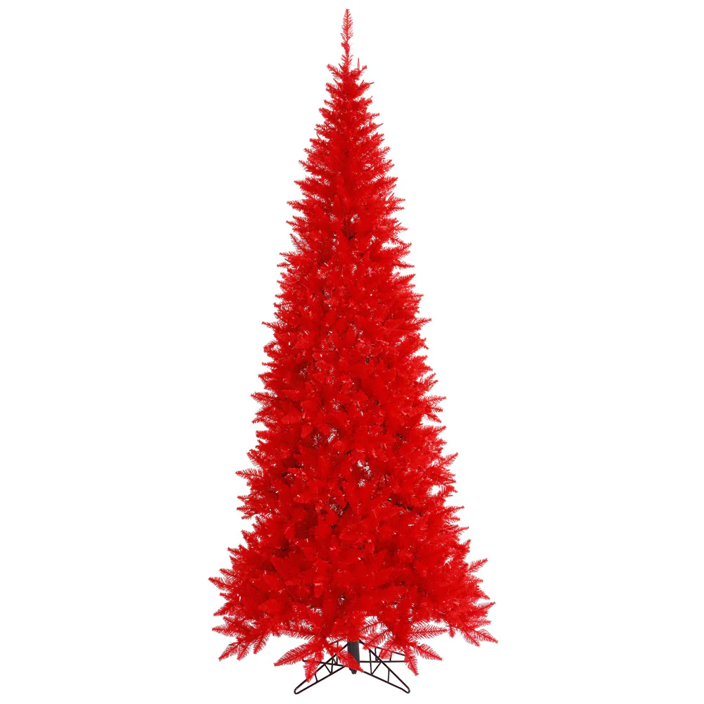 5'6"Hx30"W Slim Fir Artificial Christmas Tree, Unlit -Red