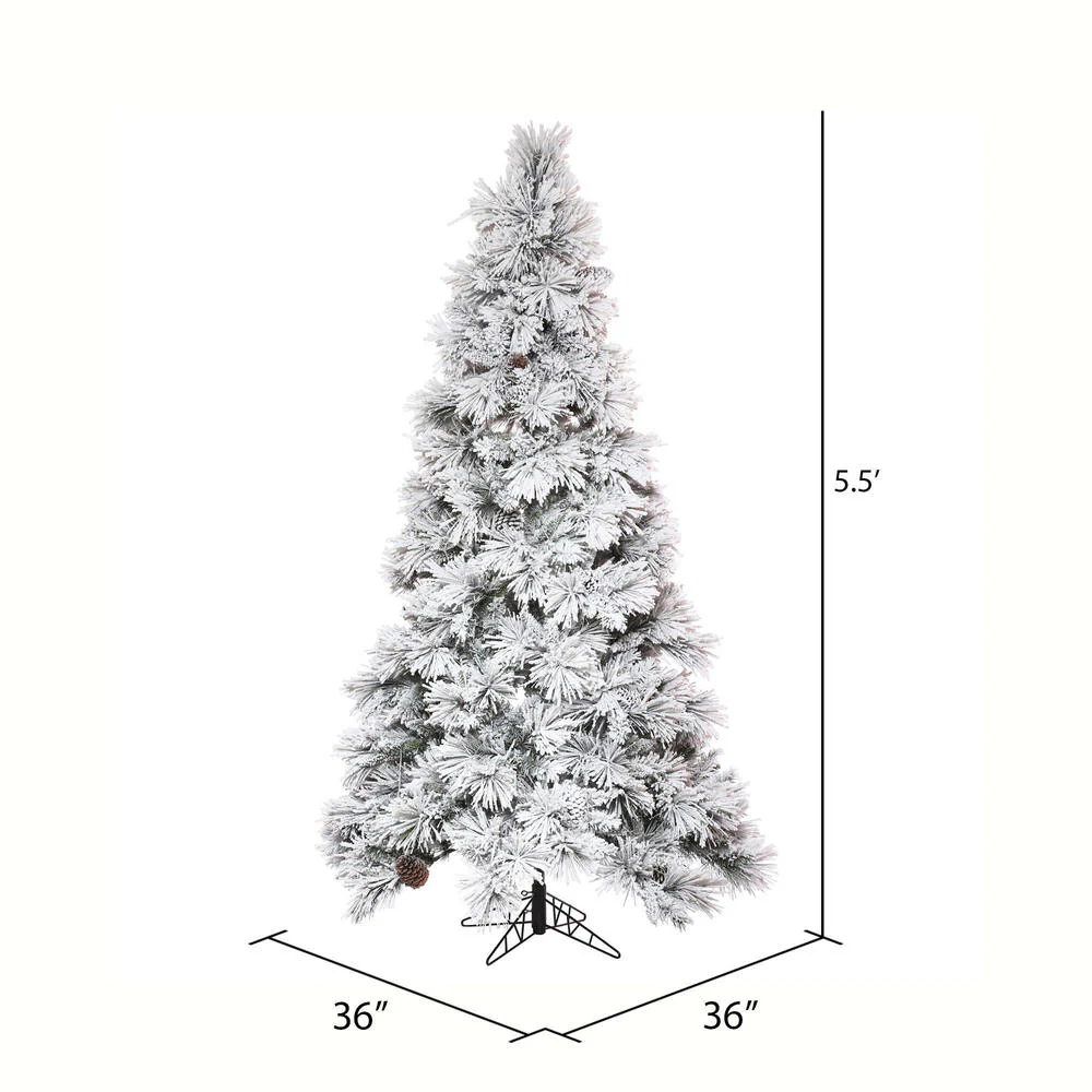 5'6"Hx36"W Flocked Slim Atka Pine Artificial Christmas Tree, Unlit -White - Image 3