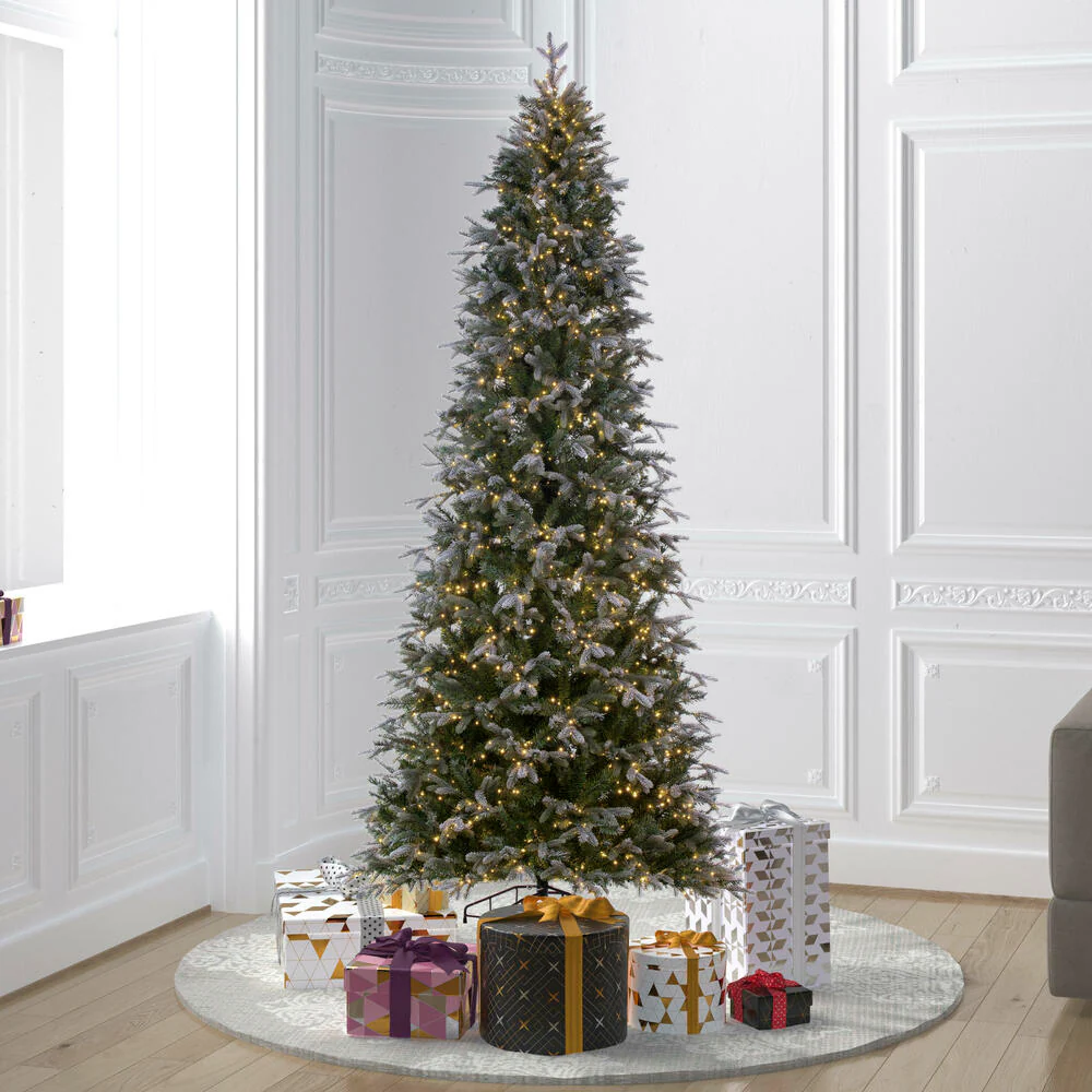5'6"Hx36"W PE Frosted Slim Douglas Fir Artificial Christmas Tree, LED Pre-Lit -Green - Image 7