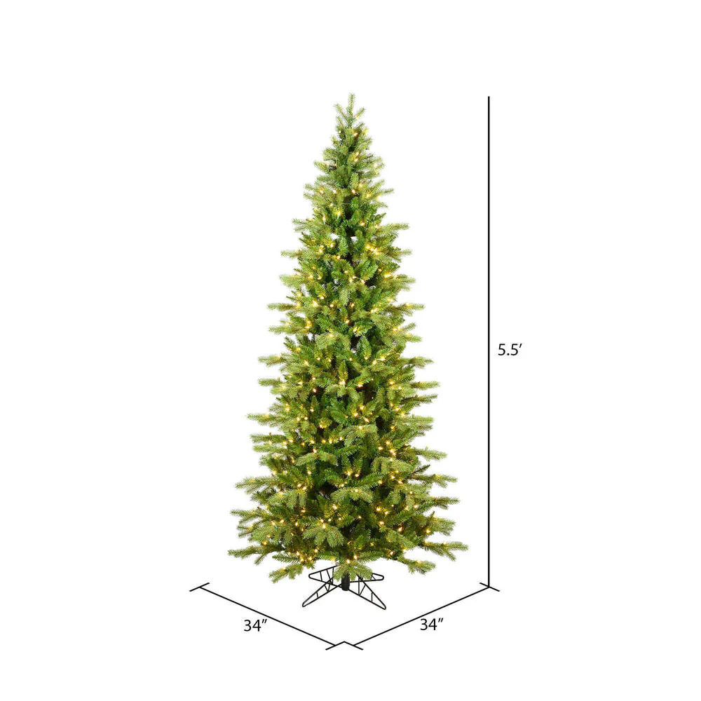 5'6"Hx36"W PE Slim Balsam Spruce Artificial Christmas Tree, Micro LED Pre-Lit -Green - Image 3