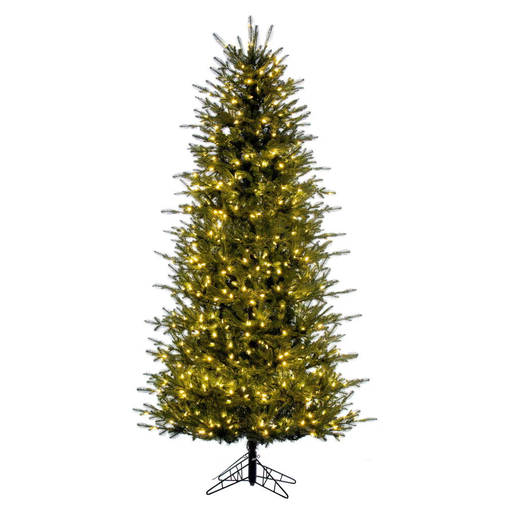 5'6"Hx38"W PE Slim Georgian Fraser Fir Artificial Christmas Tree, LED Pre-Lit -Green