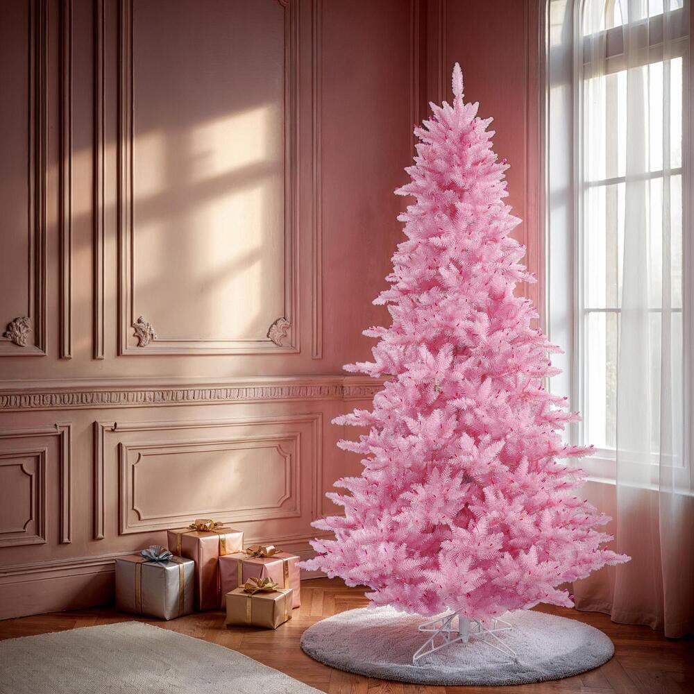 5'6"Hx42"W Fir Artificial Christmas Tree, Unlit -Pink - Image 2