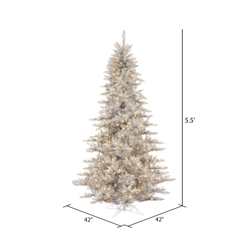 5'6"Hx42"W Tinsel Fir Artificial Christmas Tree, LED Pre-Lit -Silver - Image 3