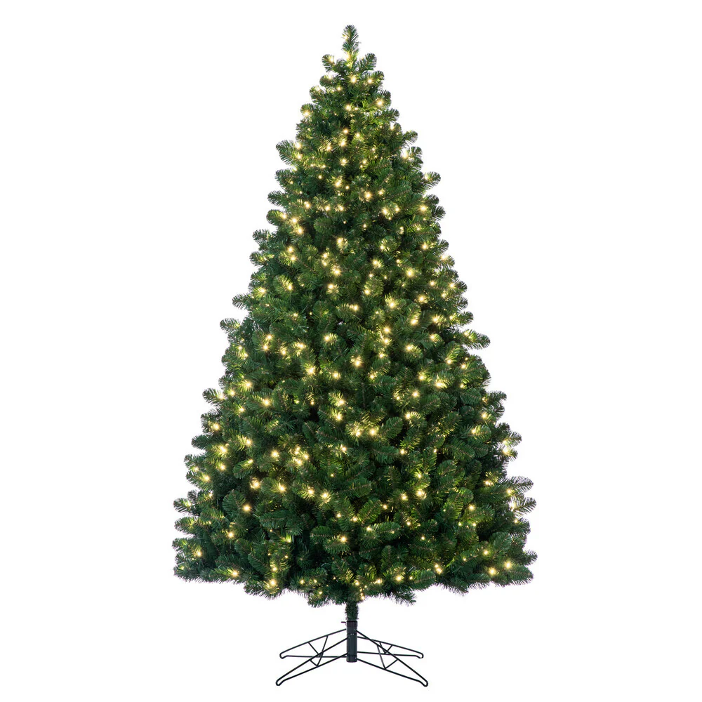 5'6"Hx44"W Medium Oregon Fir Artificial Christmas Tree, LED Pre-Lit -Green