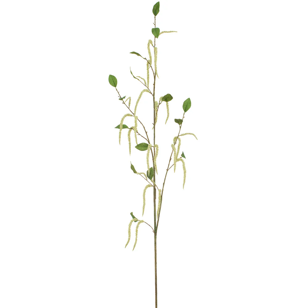 58" Catkin Artificial Flower Stem -Cream/Green (Pack of 12)