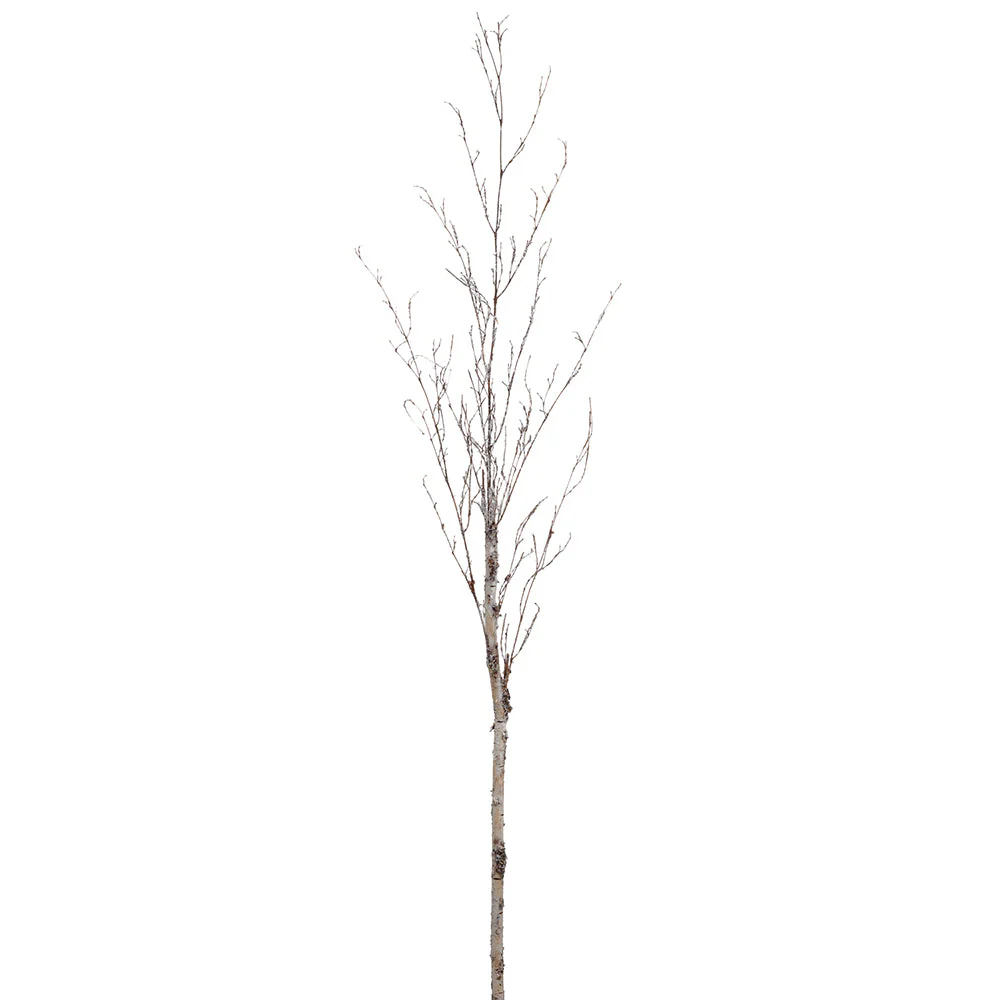 58" Flocked Artificial Birch Branch Stem -White/Brown (Pack of 12)