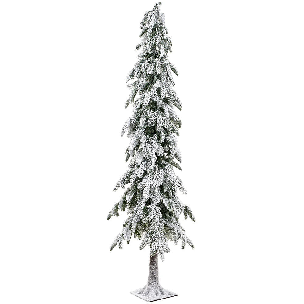 5'8" Heavy Flocked Artificial Pine Tree, Unlit -White