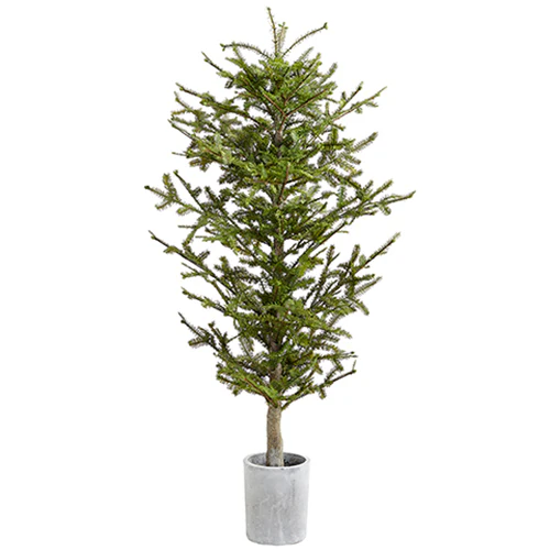 5'9" Artificial Pine Tree w/Cement Planter -Green