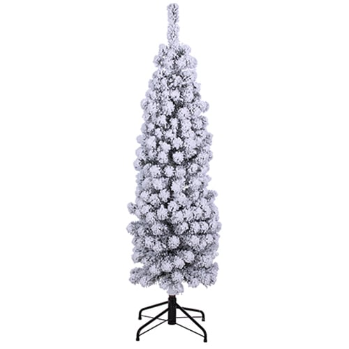 5'Hx16"W Flocked Tower Artificial Christmas Tree, Unlit -Snow