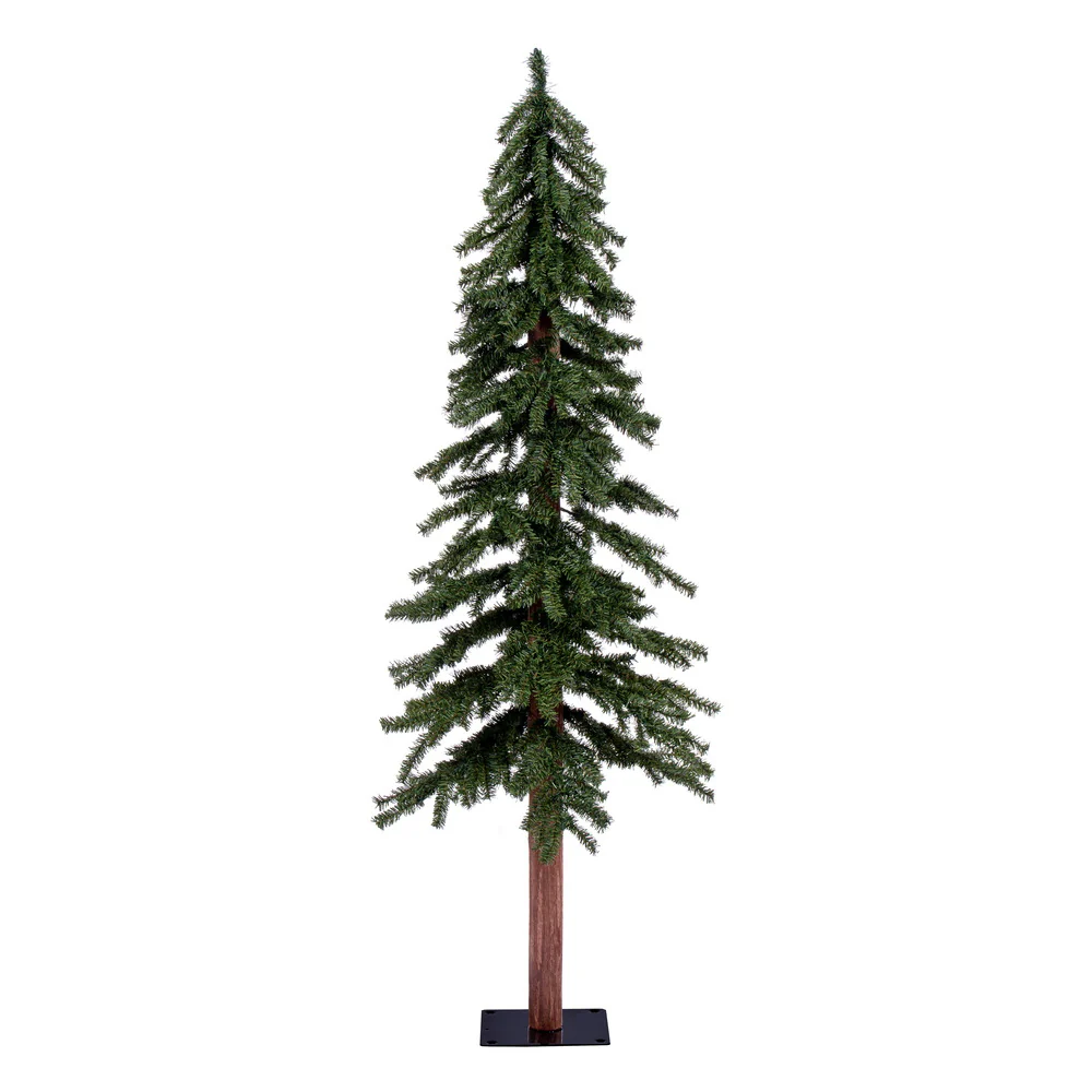 5'Hx25"W Natural Trunk Alpine Artificial Christmas Tree, Unlit -Green