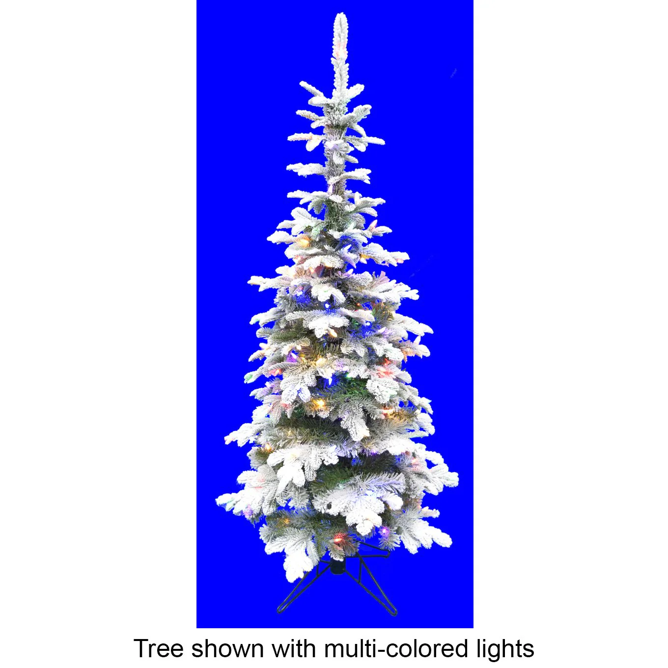5'Hx25"W PE Flocked Pencil Sitka Spruce Artificial Christmas Tree, LED Pre-Lit -White/Green