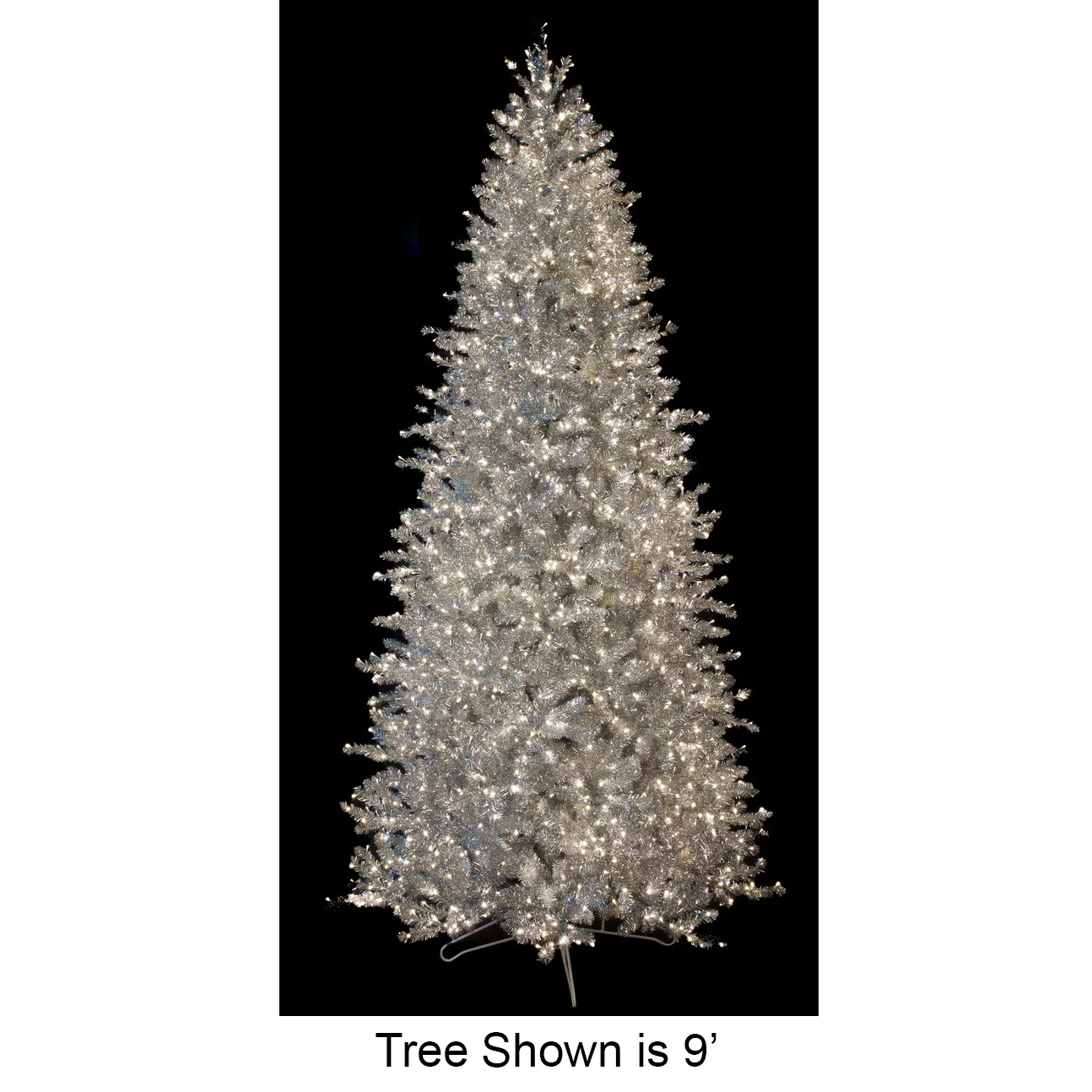 5'Hx35"W Tinsel Norway Spruce Artificial Christmas Tree, Micro LED Pre-Lit -Silver
