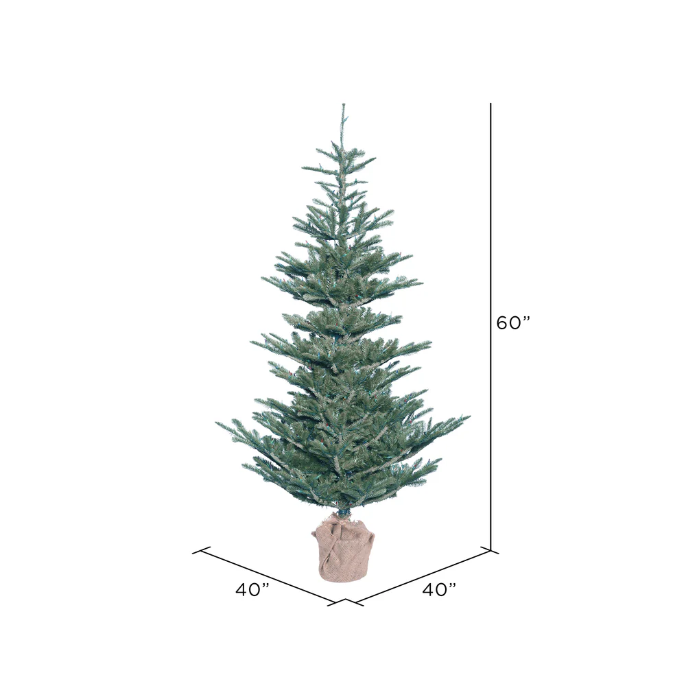 5'Hx40"W PE Alberta Blue Spruce Artificial Christmas Tree w/Burlap Base, Unlit -Green - Image 2