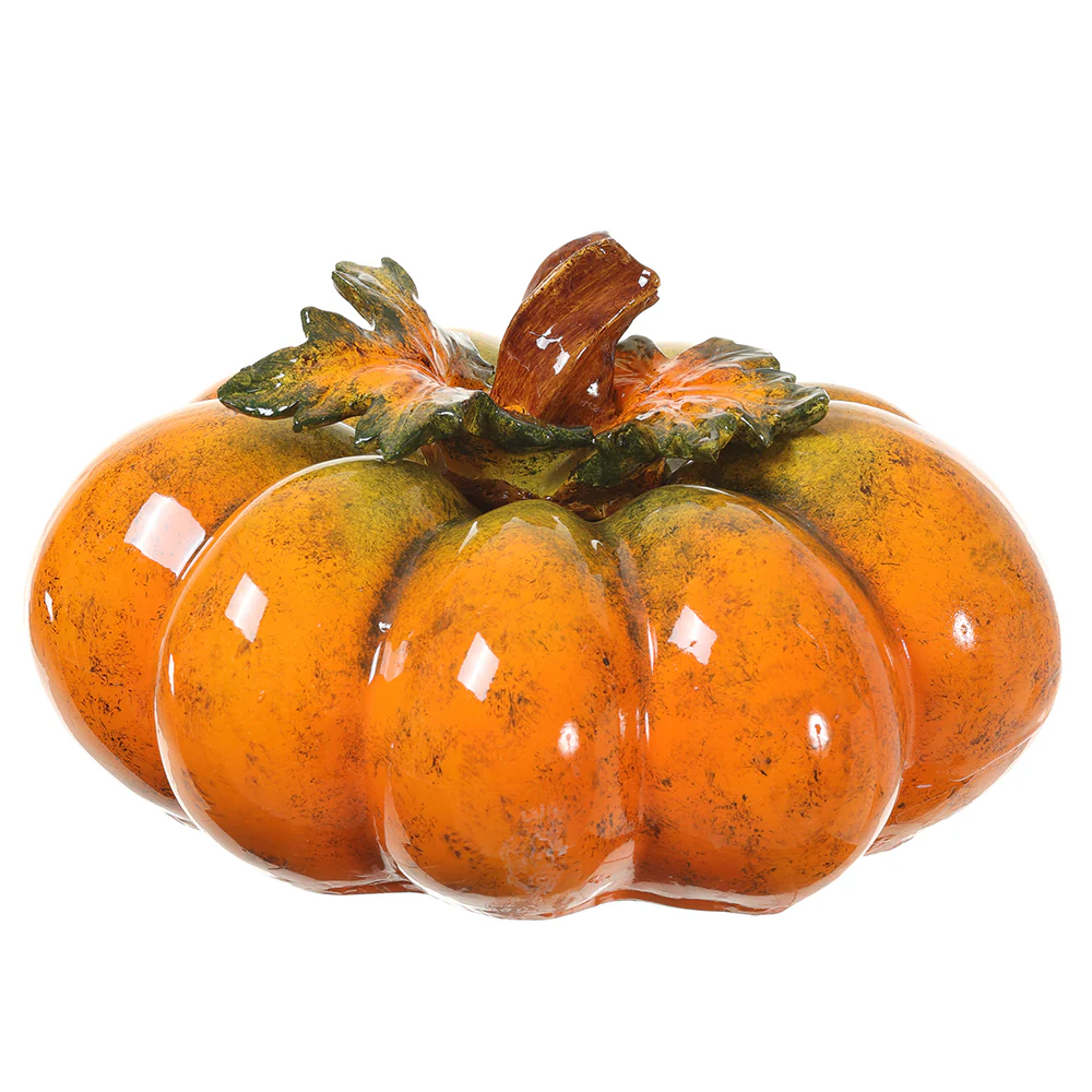 5"Hx9"W Artificial Pumpkin -Orange/Green (Pack of 4)