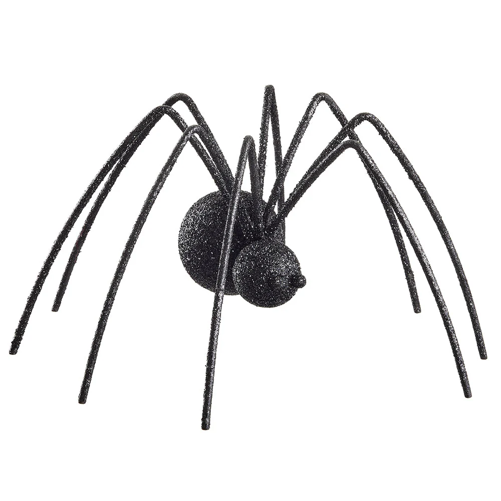 6.25" Glittered Halloween Fur Spider -Black (Pack of 2)