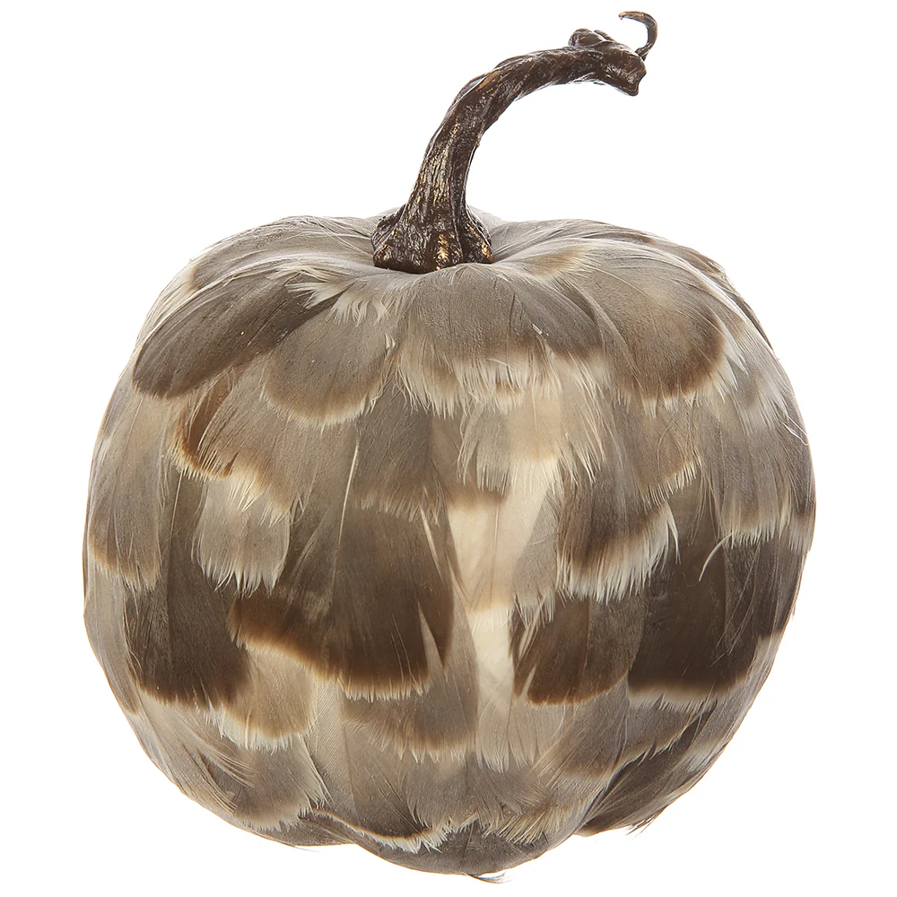 6.3"Hx5.9"W Artificial Feather Pumpkin -2 Tone Brown (Pack of 4)