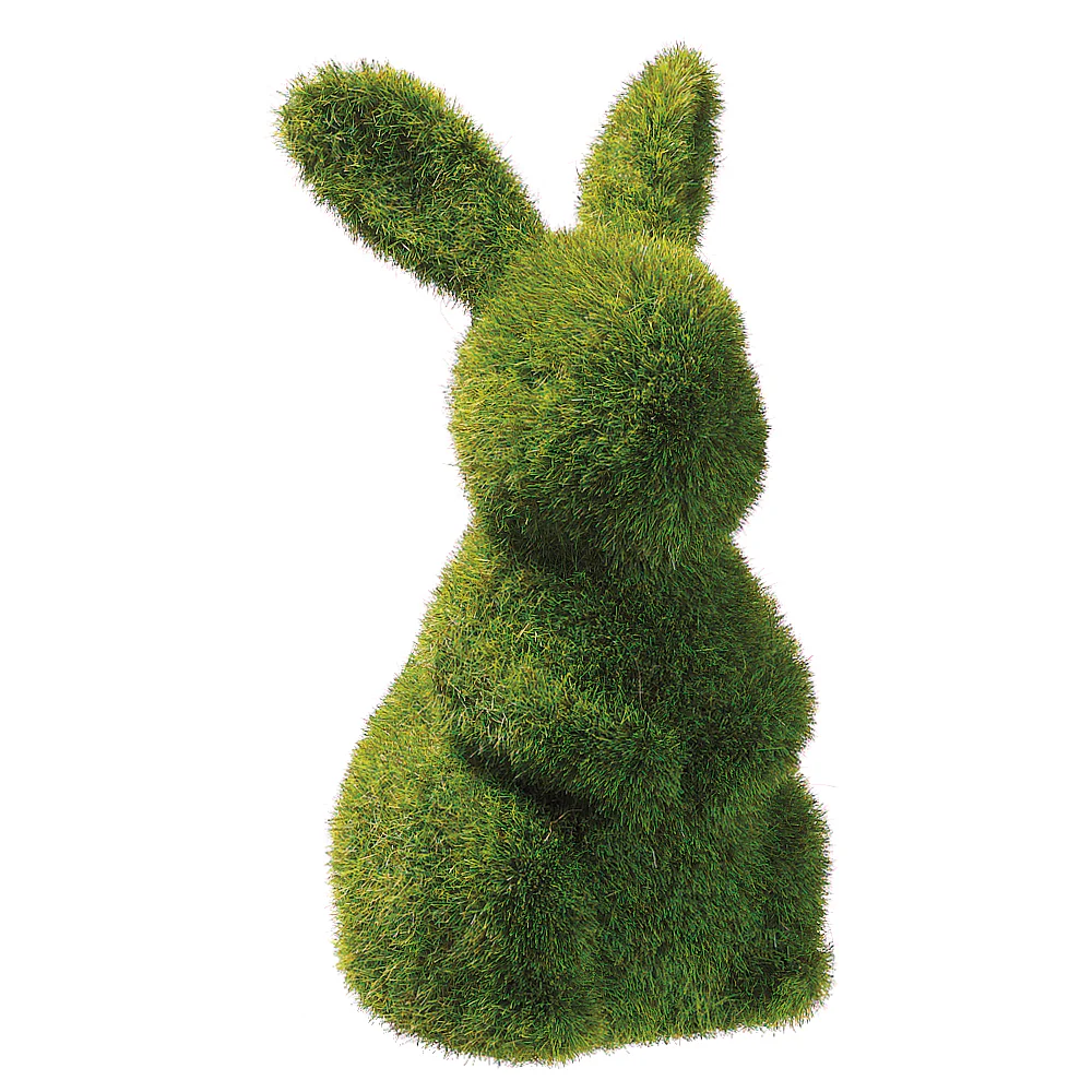 6.5" Artificial Moss Covered Polyresin Standing Rabbit -Green (Pack of 12)