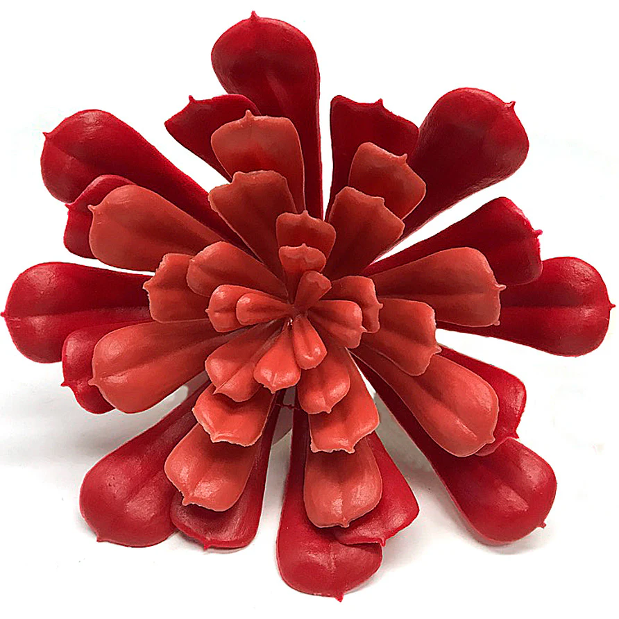 6.5" Outdoor UV-Proof Artificial Echeveria Succulent Stem -Red/Coral (Pack of 12)