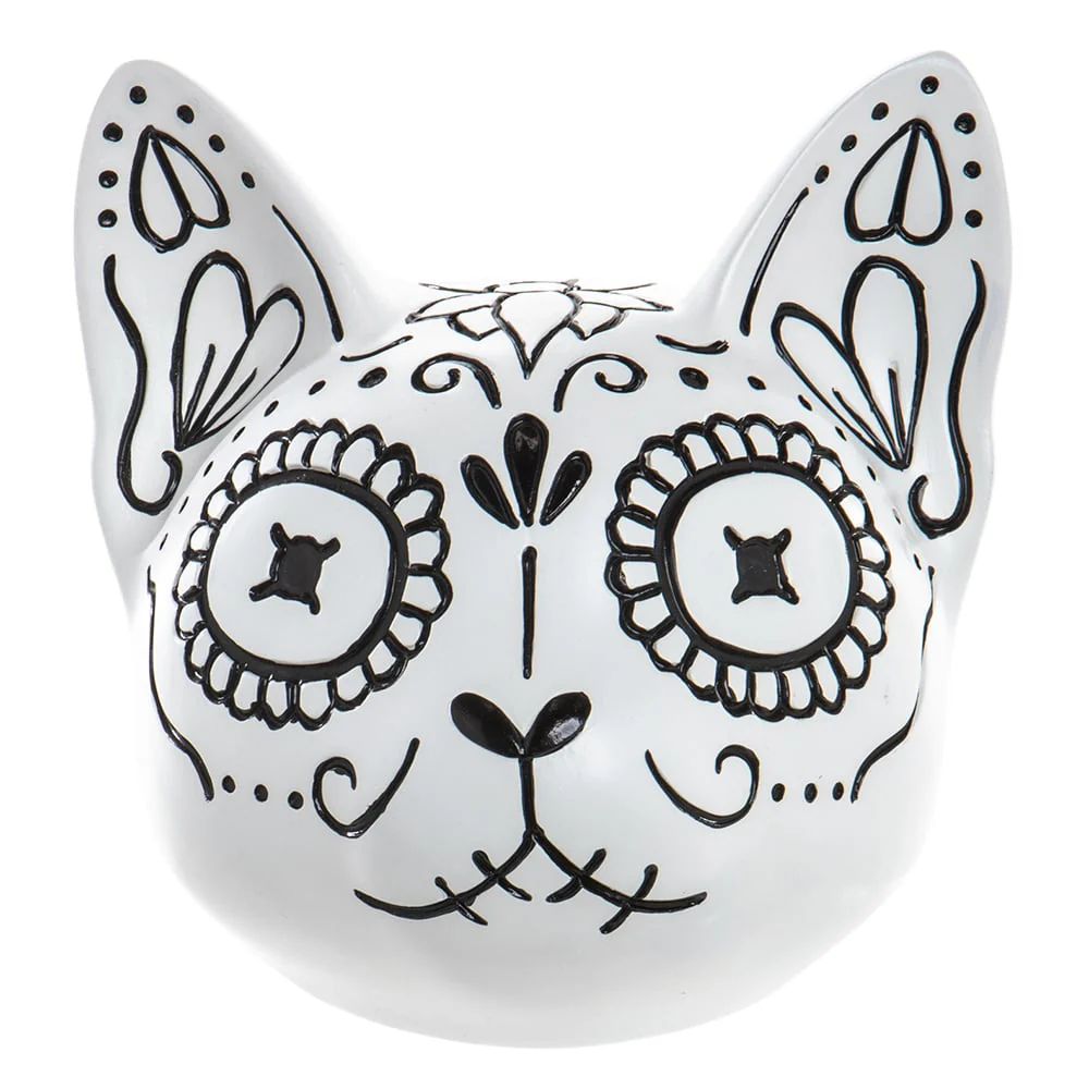6.75" Halloween Cat -White/Black (Pack of 2)