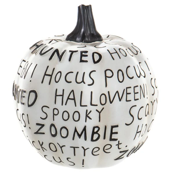6.75"Hx6"W Haunted Halloween Pumpkin -White/Black (Pack of 4) - Image 2