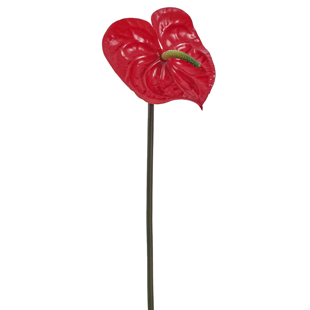 6" Anthurium Silk Flower Stem -Red (Pack of 12)