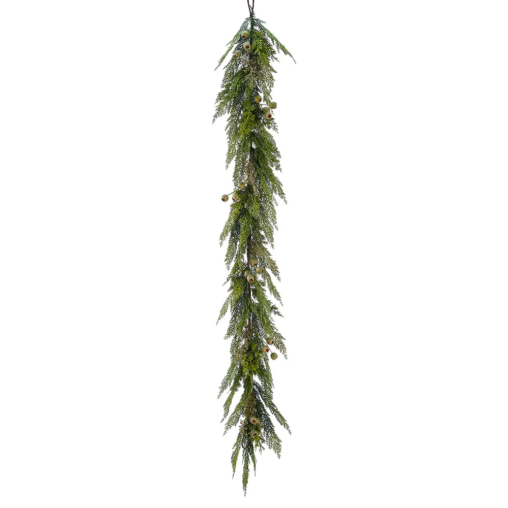 6' Artificial Eucalyptus Seed, Pod & Mixed Pine Garland -Green (Pack of 2)