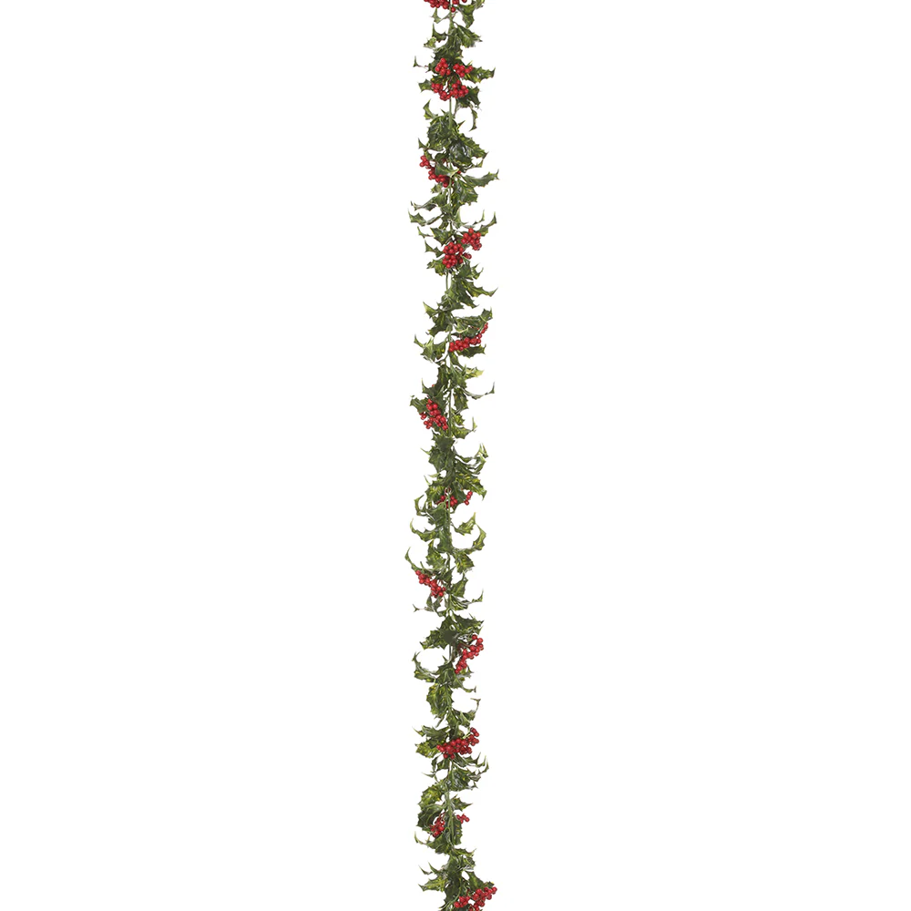 6' Artificial Holly Leaf & Berry Garland -Variegated (Pack of 6)