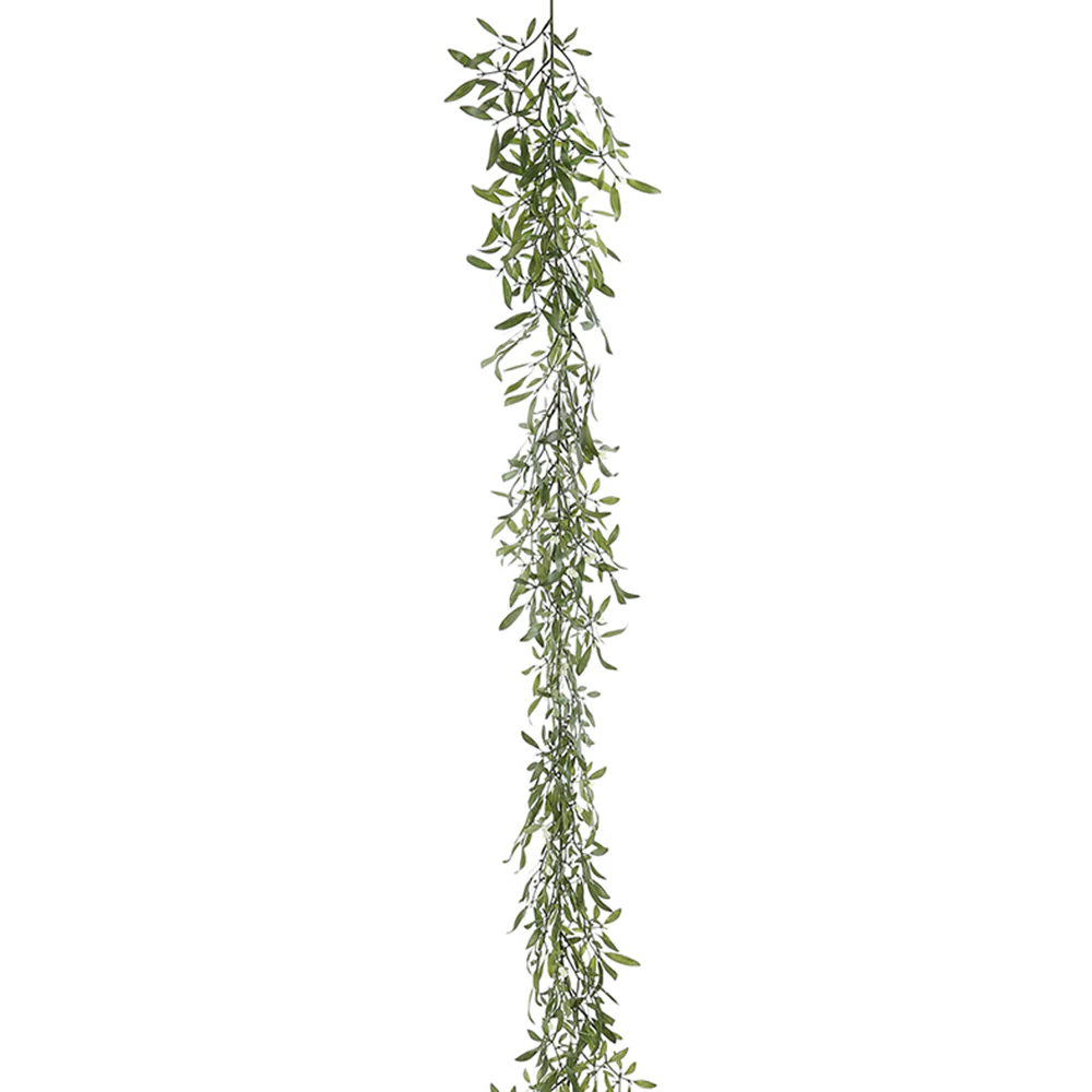 6' Artificial Mistletoe Leaf Garland -White/Green (Pack of 6)