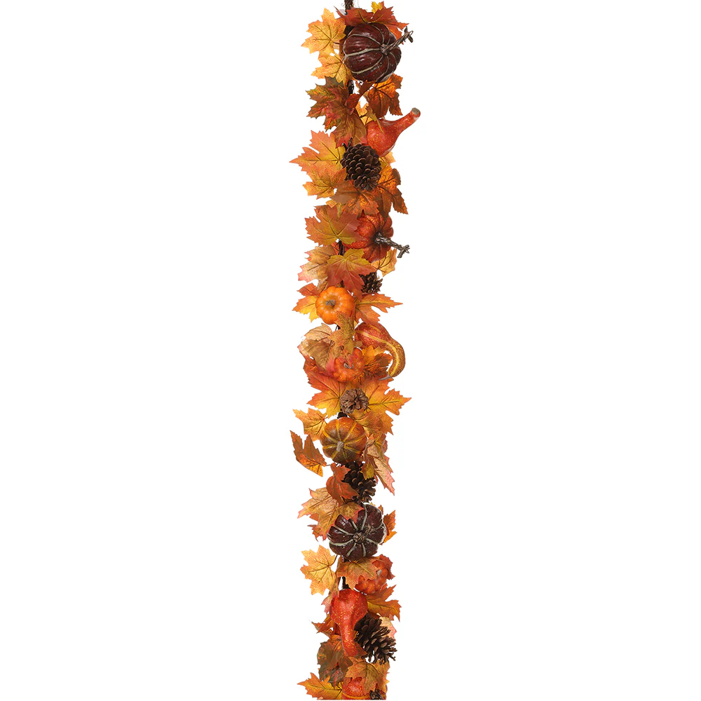 6' Artificial Pumpkin & Pinecone Garland -Orange/Brown (Pack of 2)