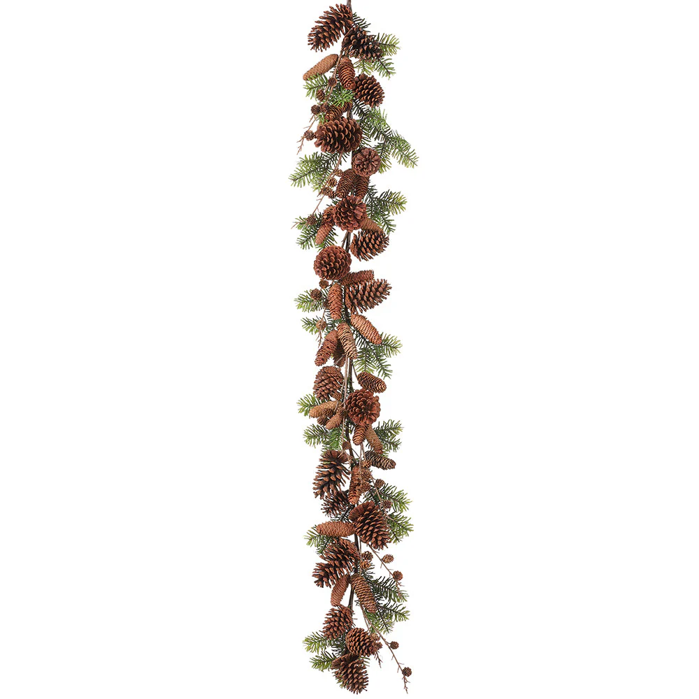 6' Artificial Spruce Pine & Pinecone Garland -Green/Brown (Pack of 2)