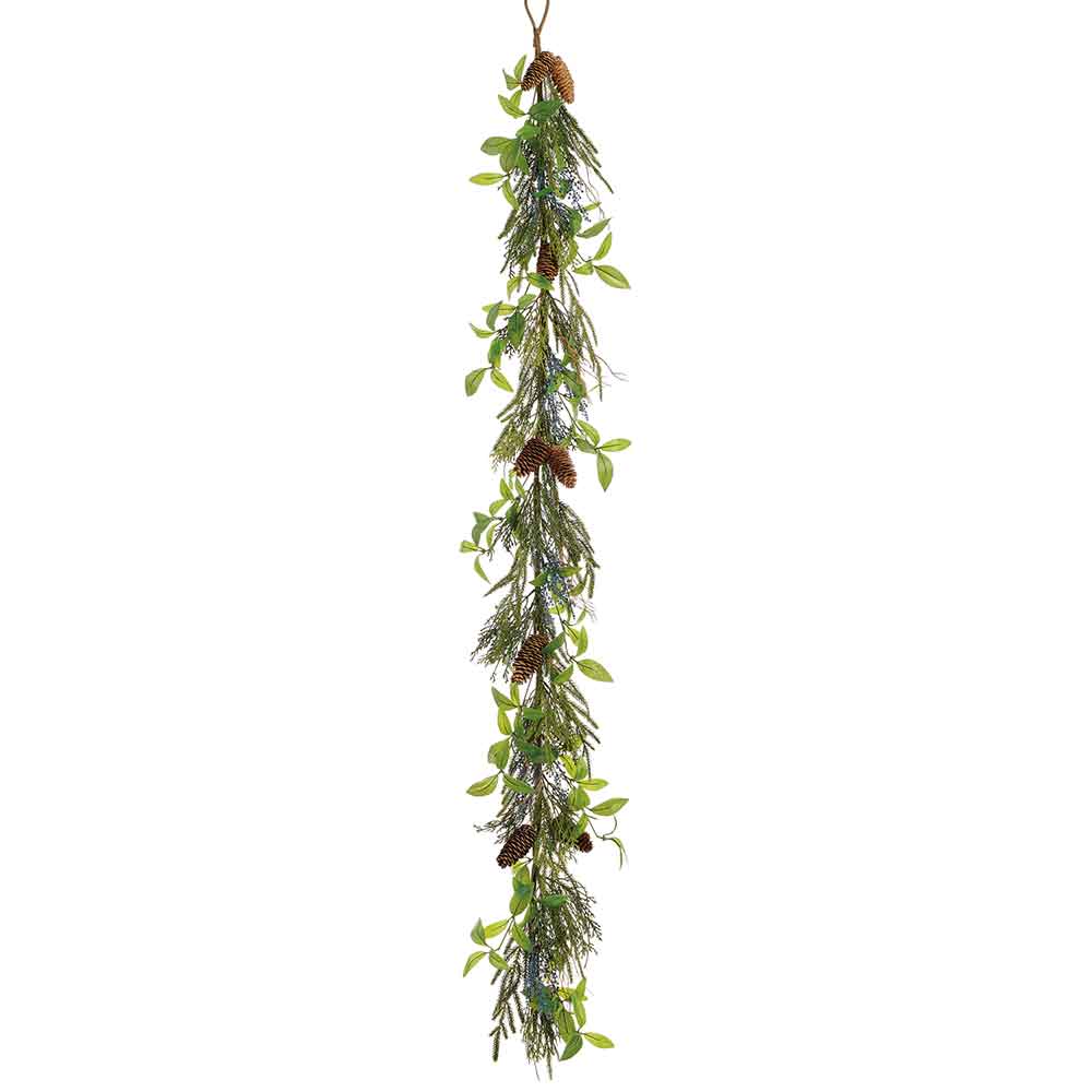 6' Berry, Pinecone & Pine Artificial Garland -Green/Blue (Pack of 2)