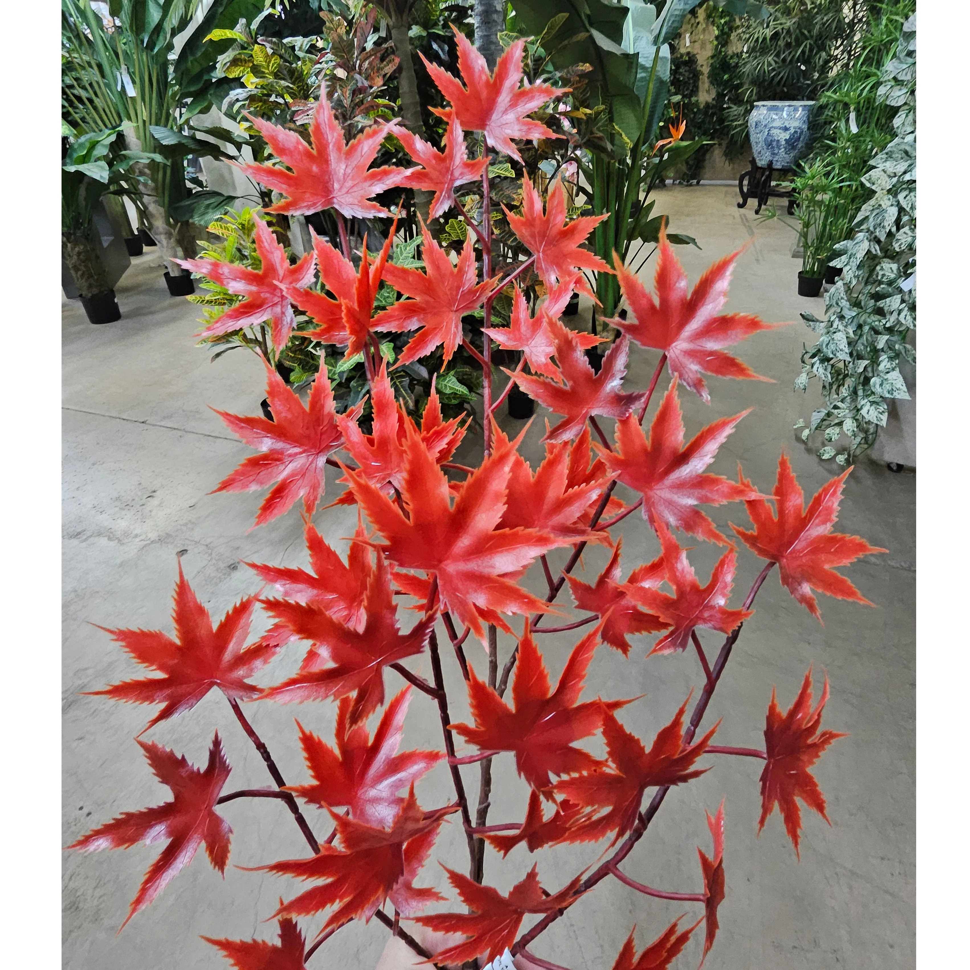 6' Custom-Made Outdoor UV-Proof Artificial Japanese Maple Tree w/Pot -Burgundy - Image 2