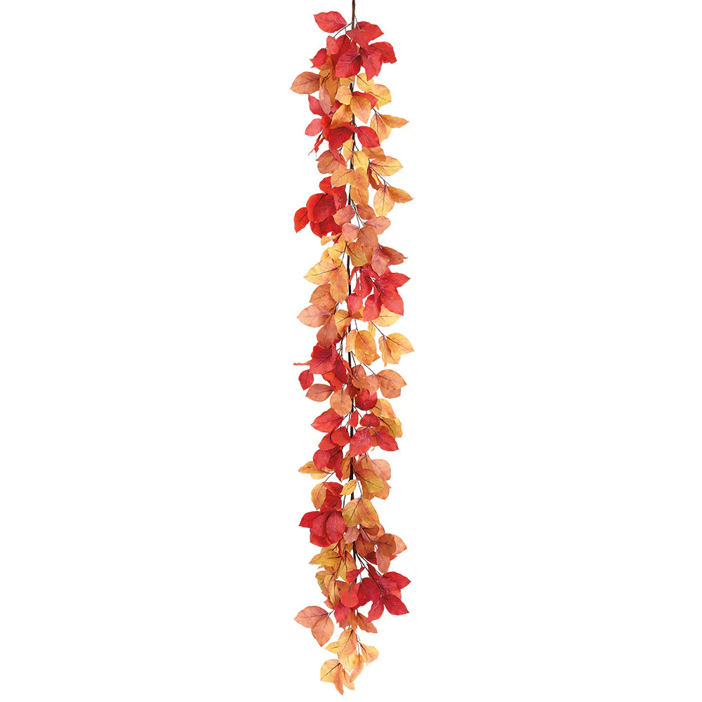 6' Elm Leaf Silk Garland -Mixed Colors (Pack of 2)