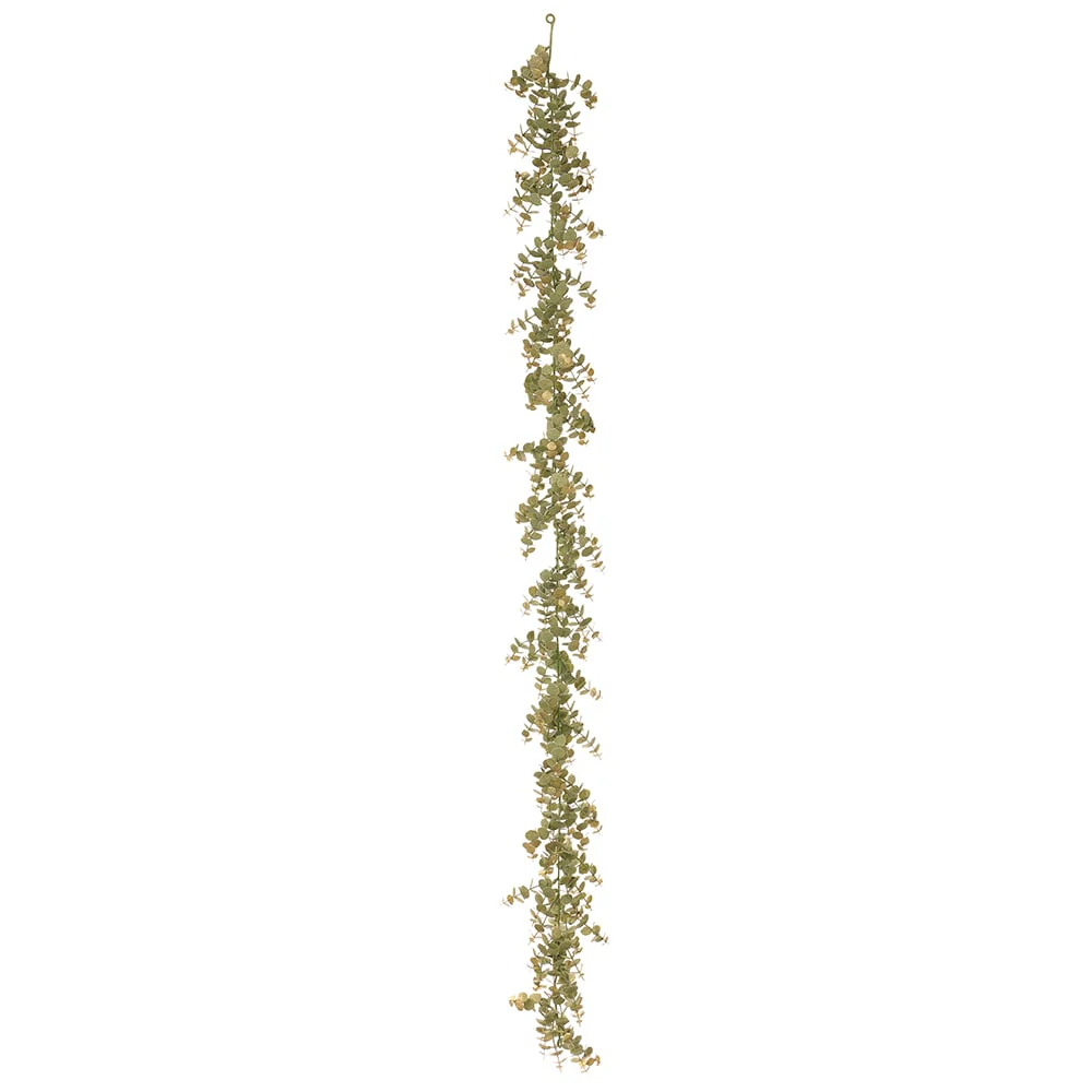 6' Eucalyptus Leaf Artificial Garland -Green/Gold (Pack of 6)