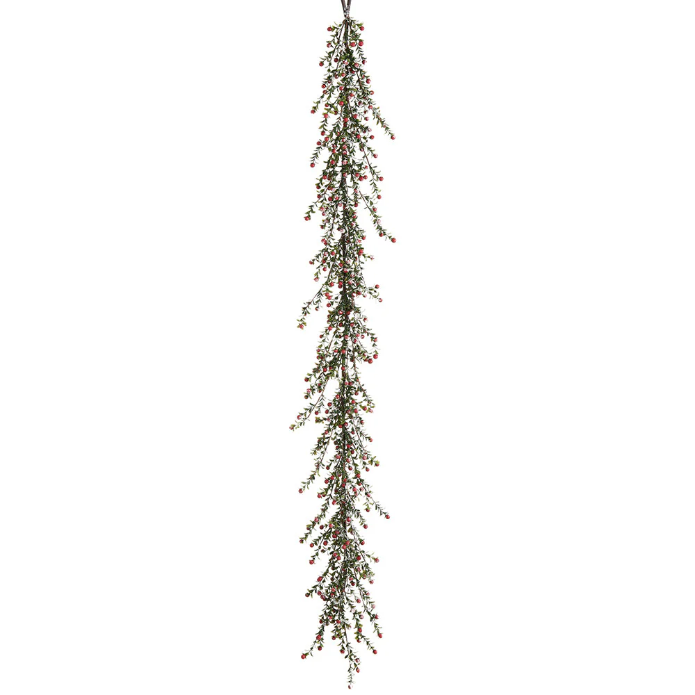 6' Flocked Artificial Berry Garland -Red (Pack of 6)
