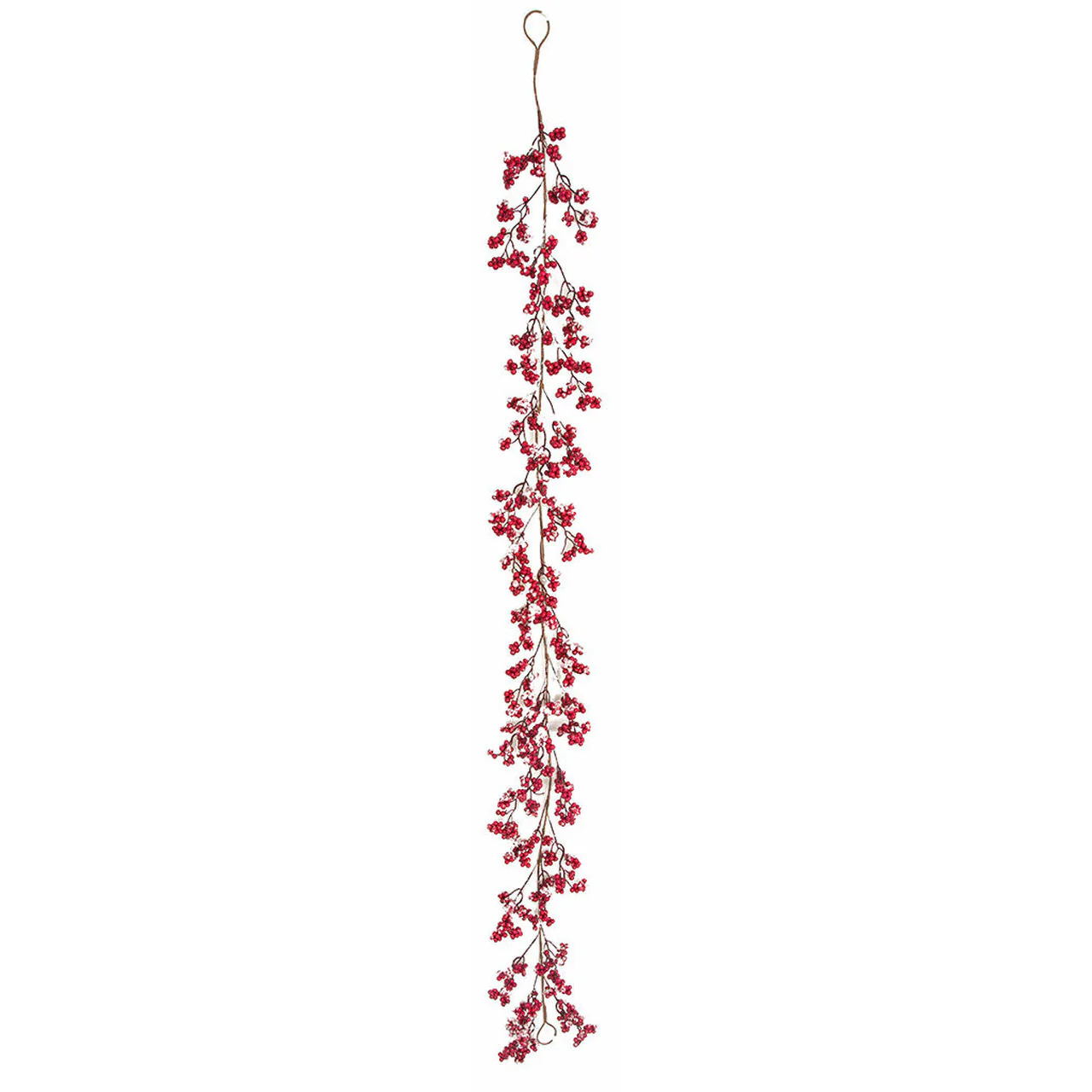 6' Flocked & Glittered Artificial Foam Berry Garland -Red (Pack of 4)