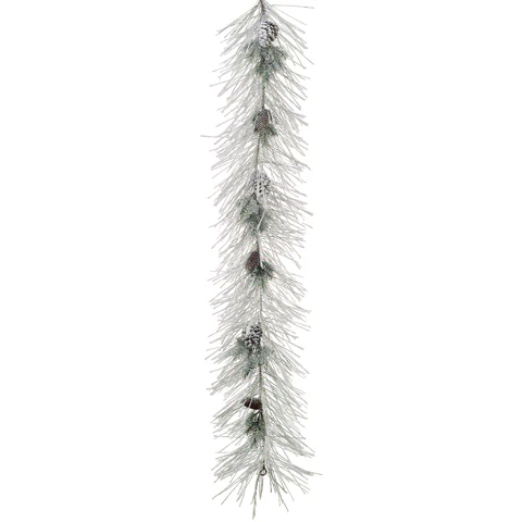 6' Flocked Mixed Pine w/Pinecone Artificial Garland -Green/Snow (Pack of 2)