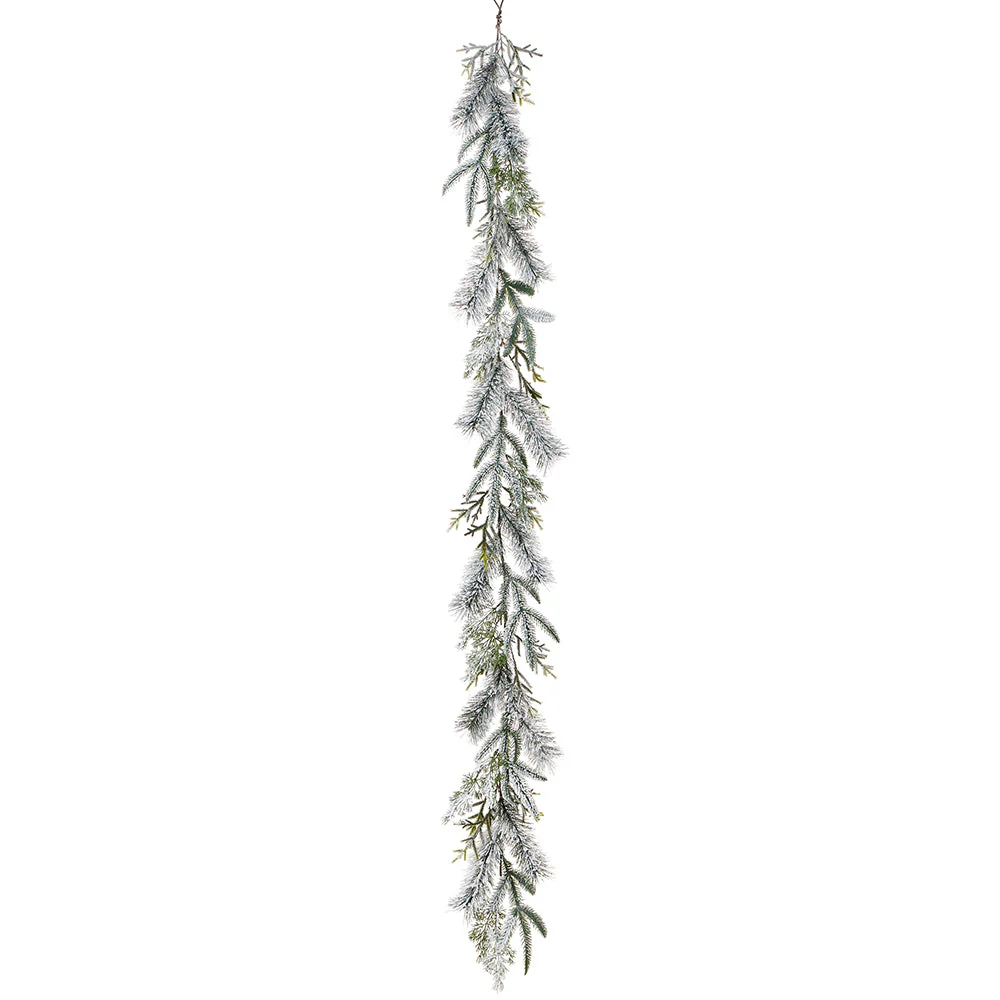 6' Flocked Pine Artificial Garland -White/Green (Pack of 12)